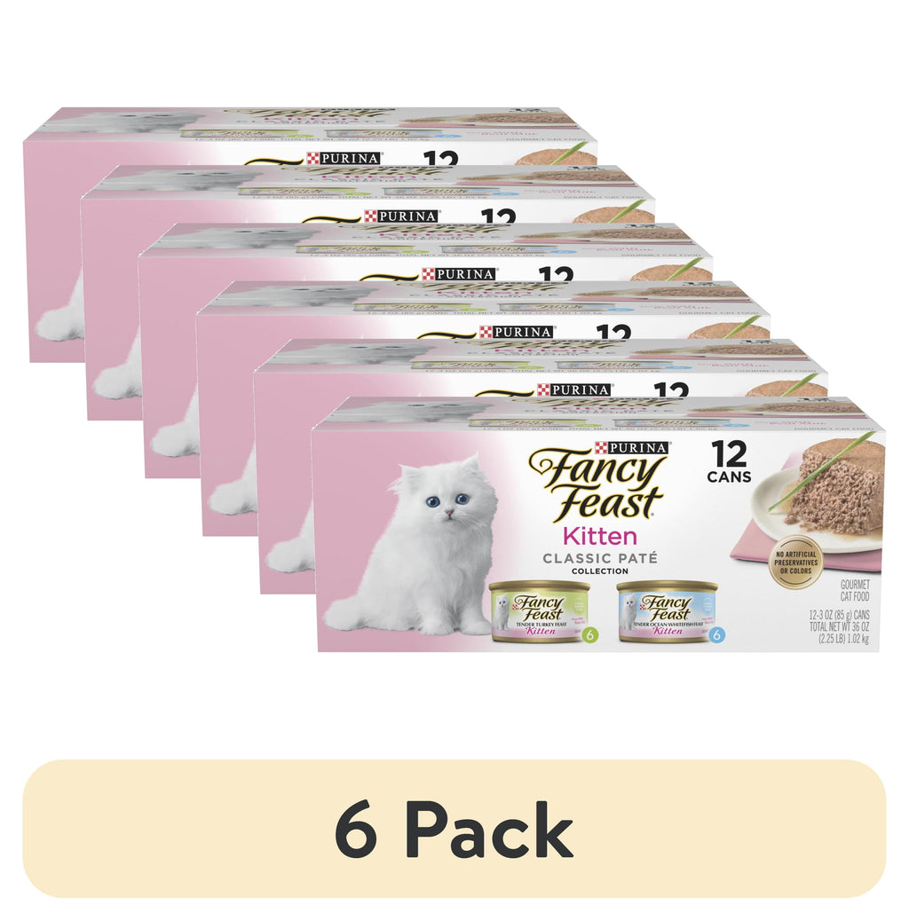 Purina Fancy Feast Classic Pate Kitten Food - Wet Cat Food, Salmon Primavera, 3 oz Cans (12 Pack) - 6-Pack