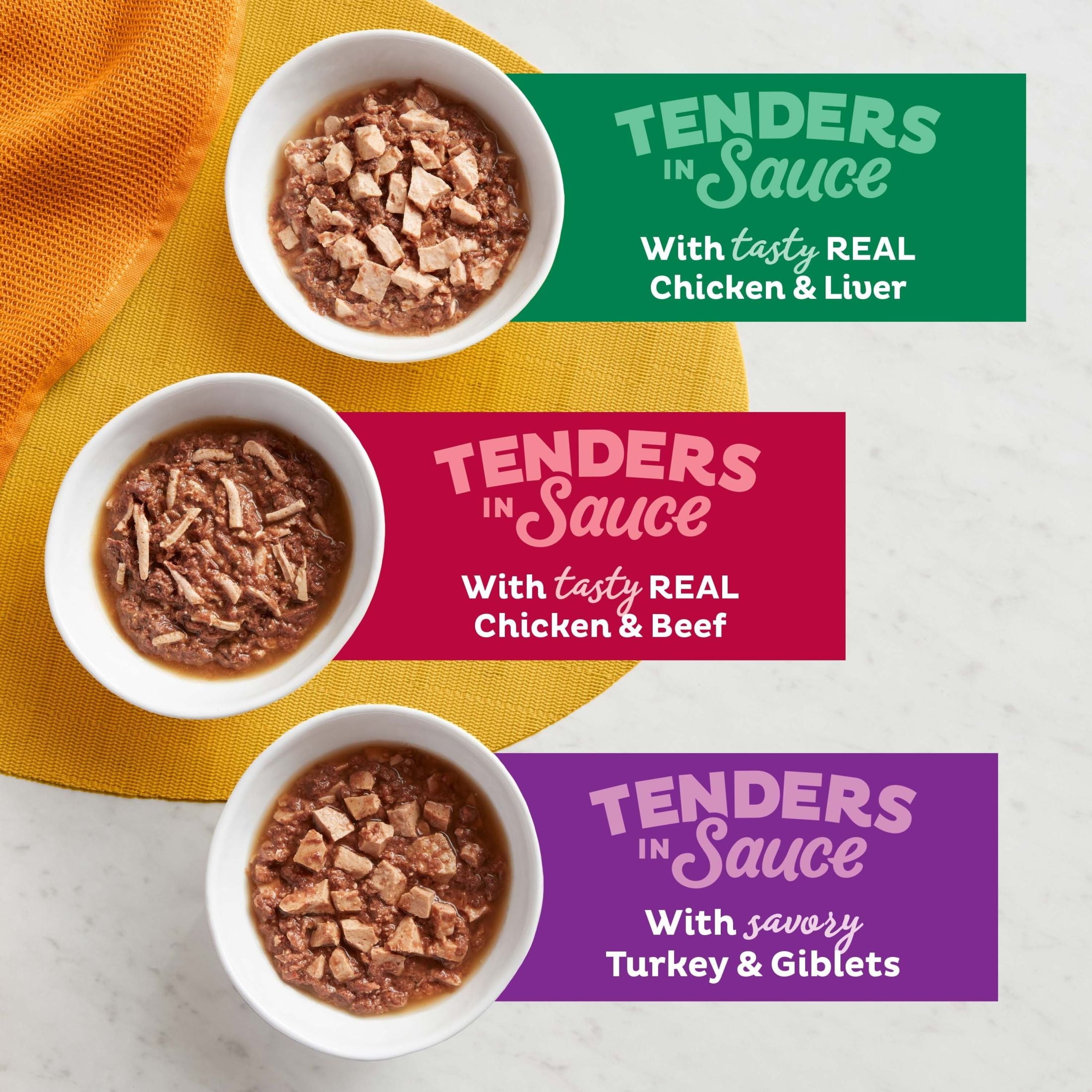 Meow Mix Poultry & Beef Favorites - Wet Cat Food Variety Pack, Tenders in Sauce, 12 Count, 2.75 oz Cups