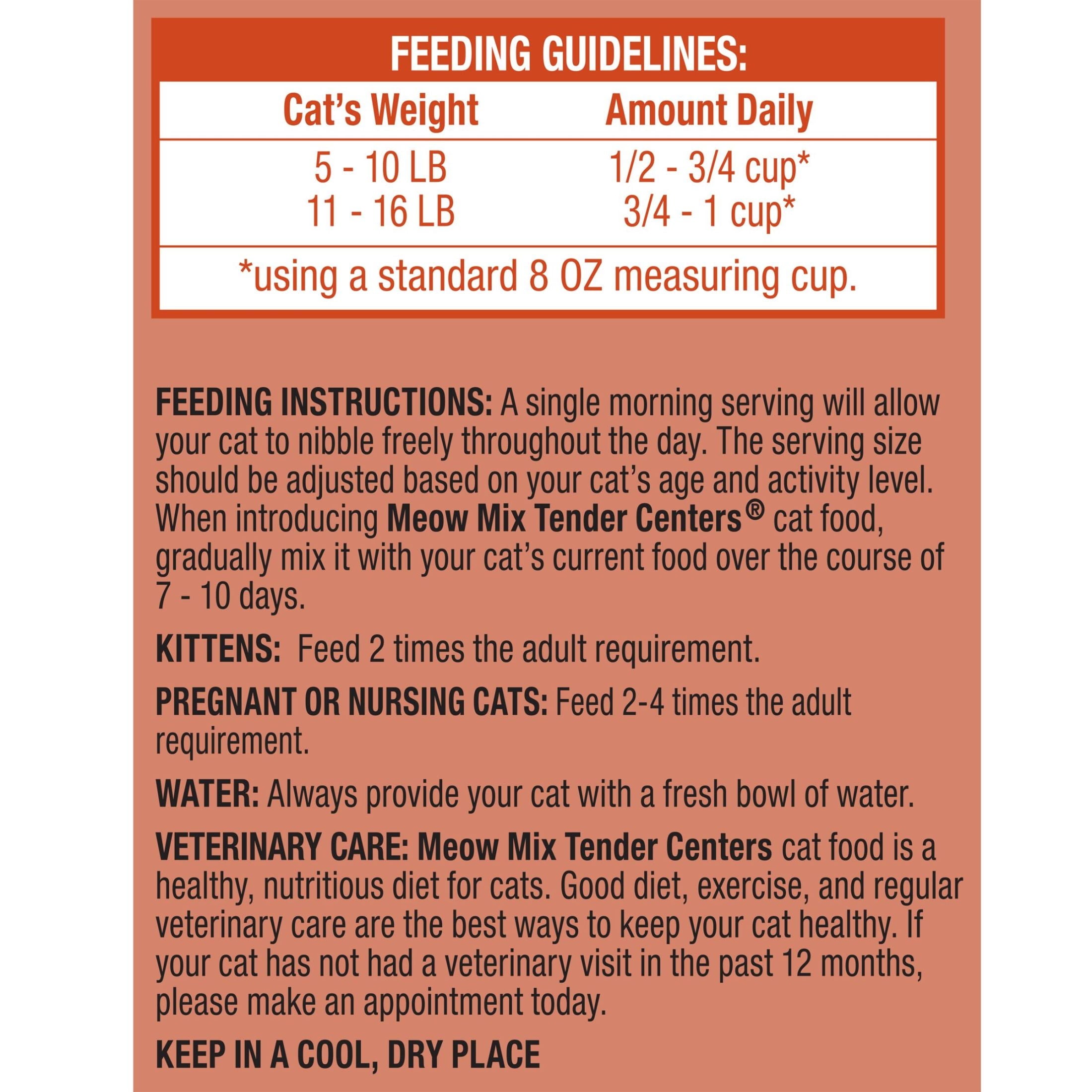 Meow Mix Tender Centers - Basted Bites Beef & Salmon Flavors, Dry Cat Food, 14.2 lb. Bag - 3-Pack