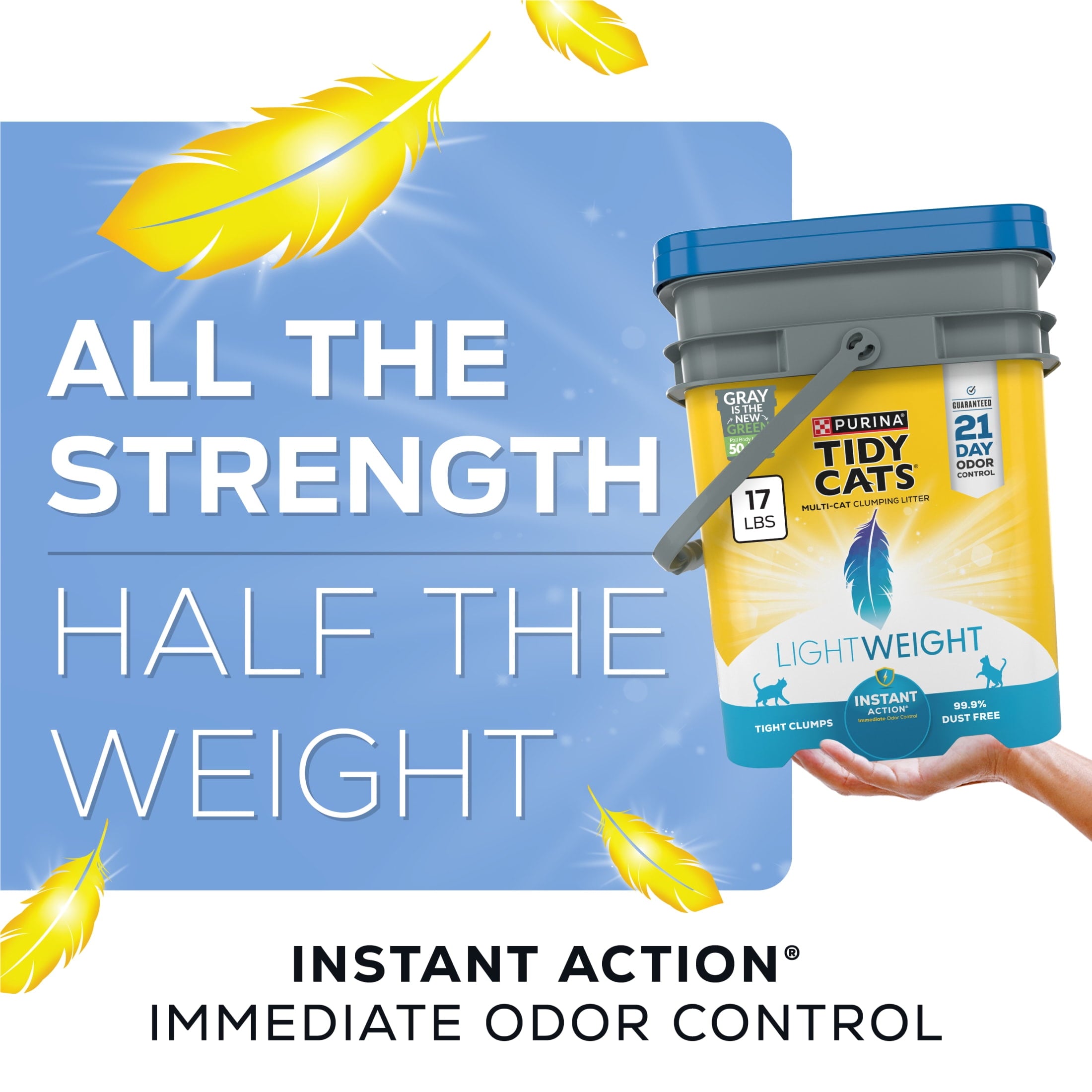 Purina Tidy Cats Instant Action LightWeight Cat Litter - Floral Scent, 17 lb Pail