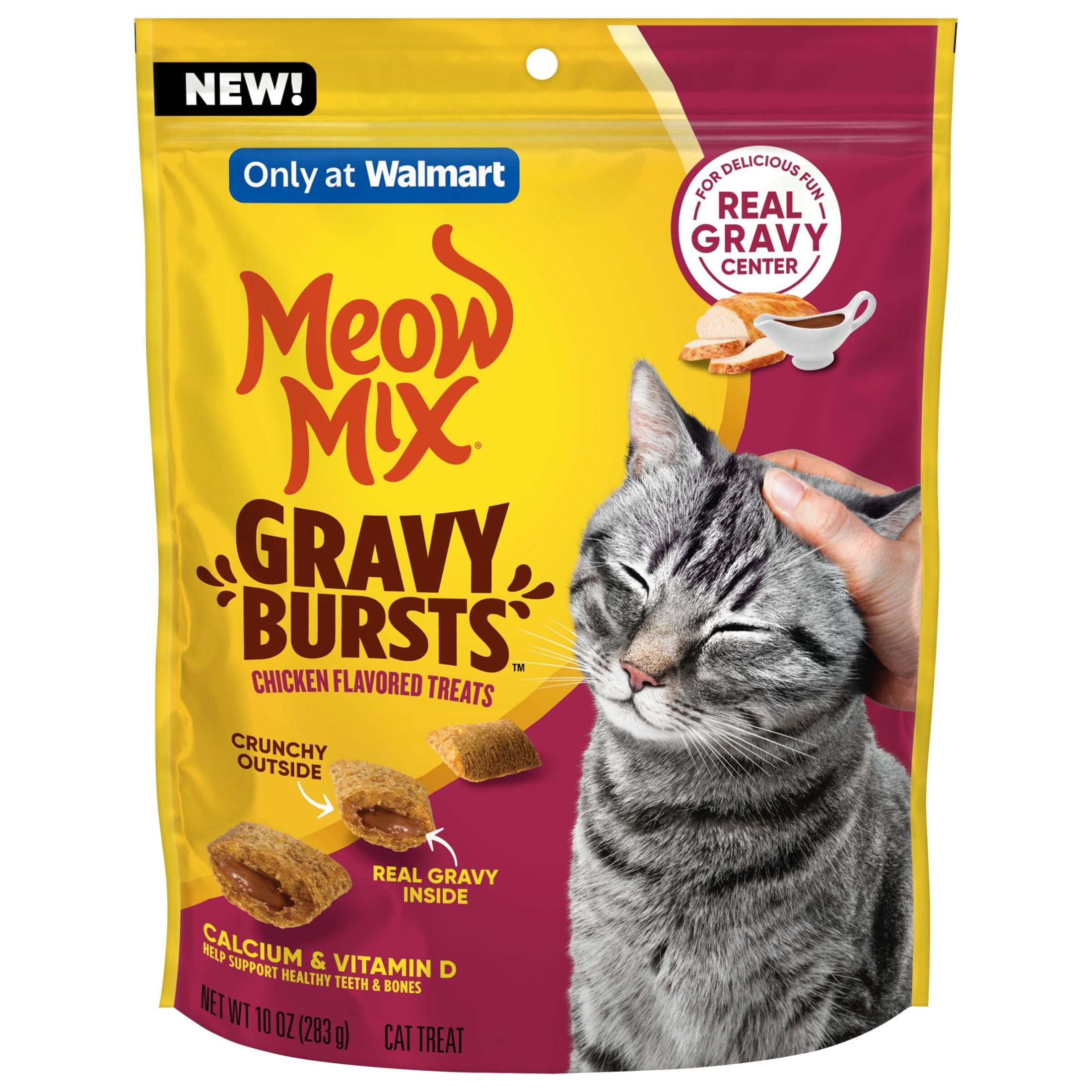 Meow Mix Gravy Bursts Chicken Flavored Cat Treats - 10 oz Bag