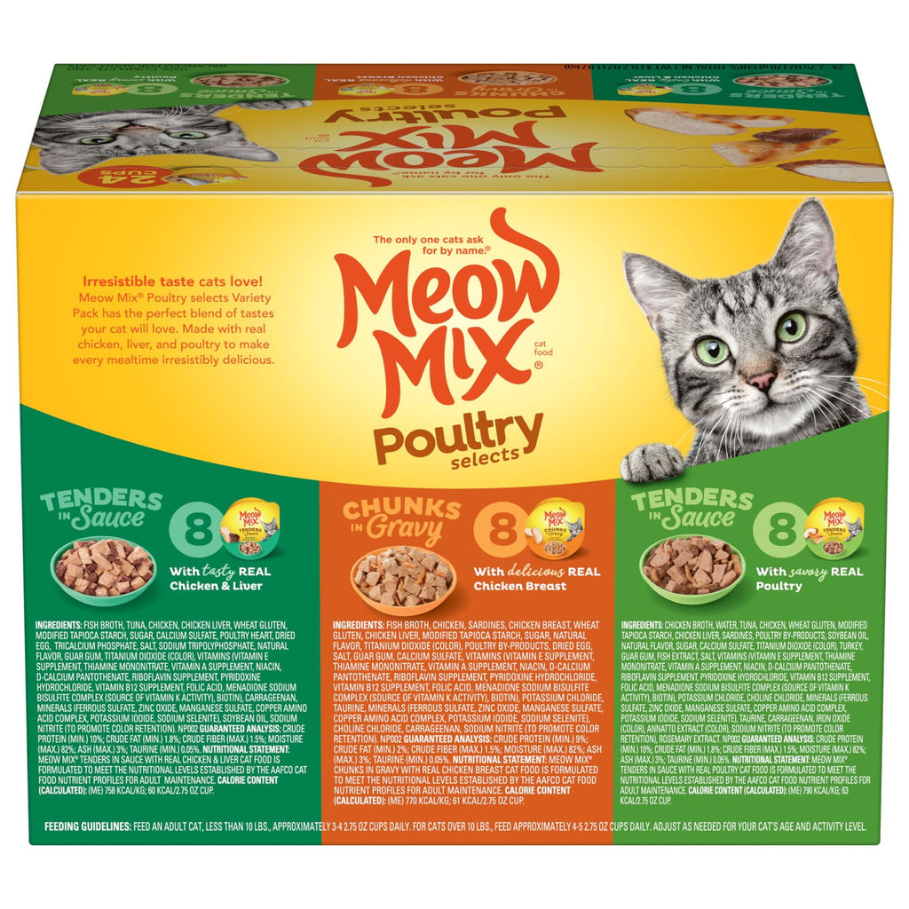Meow Mix Poultry Selections Variety Pack - Wet Cat Food, 2.75 oz Cup (24 Pack)
