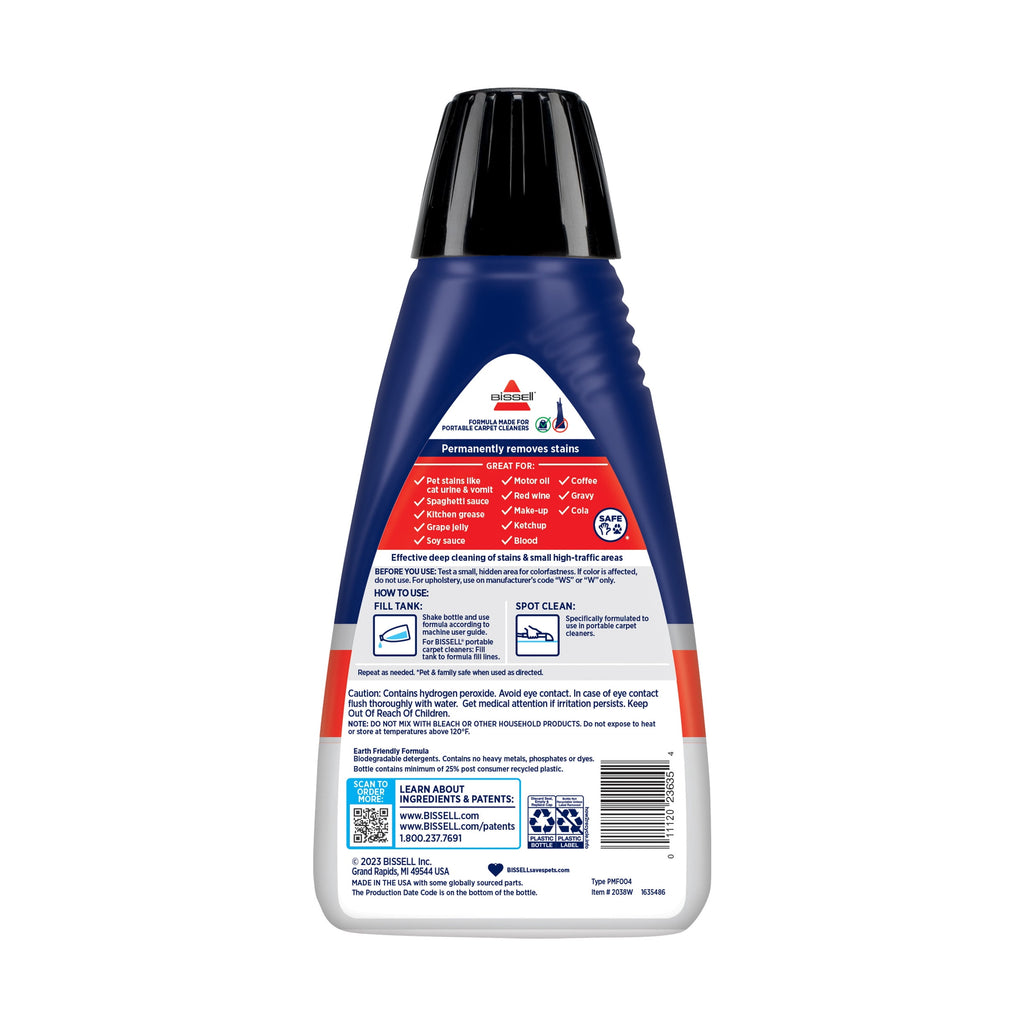 BISSELL Advanced Pro Oxy Spot and Stain Cleaner with StainProtect - Portable Deep Cleaning Formula, Fresh Scent, Removes Stains, Eliminates Odors, and Shield Carpets, 32 fl oz, 2038W