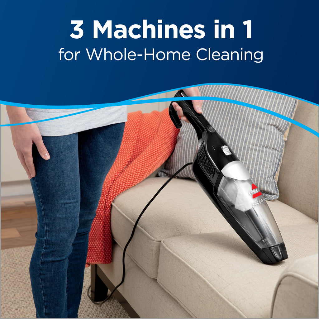 BISSELL 3-in-1 Turbo - Corded, Stick Vacuum, Carpet, Area Rugs, Hardfloor, Upholstery, Removable Hand Vac, Lightweight, Motorized Bursh Roll, 2610, Black