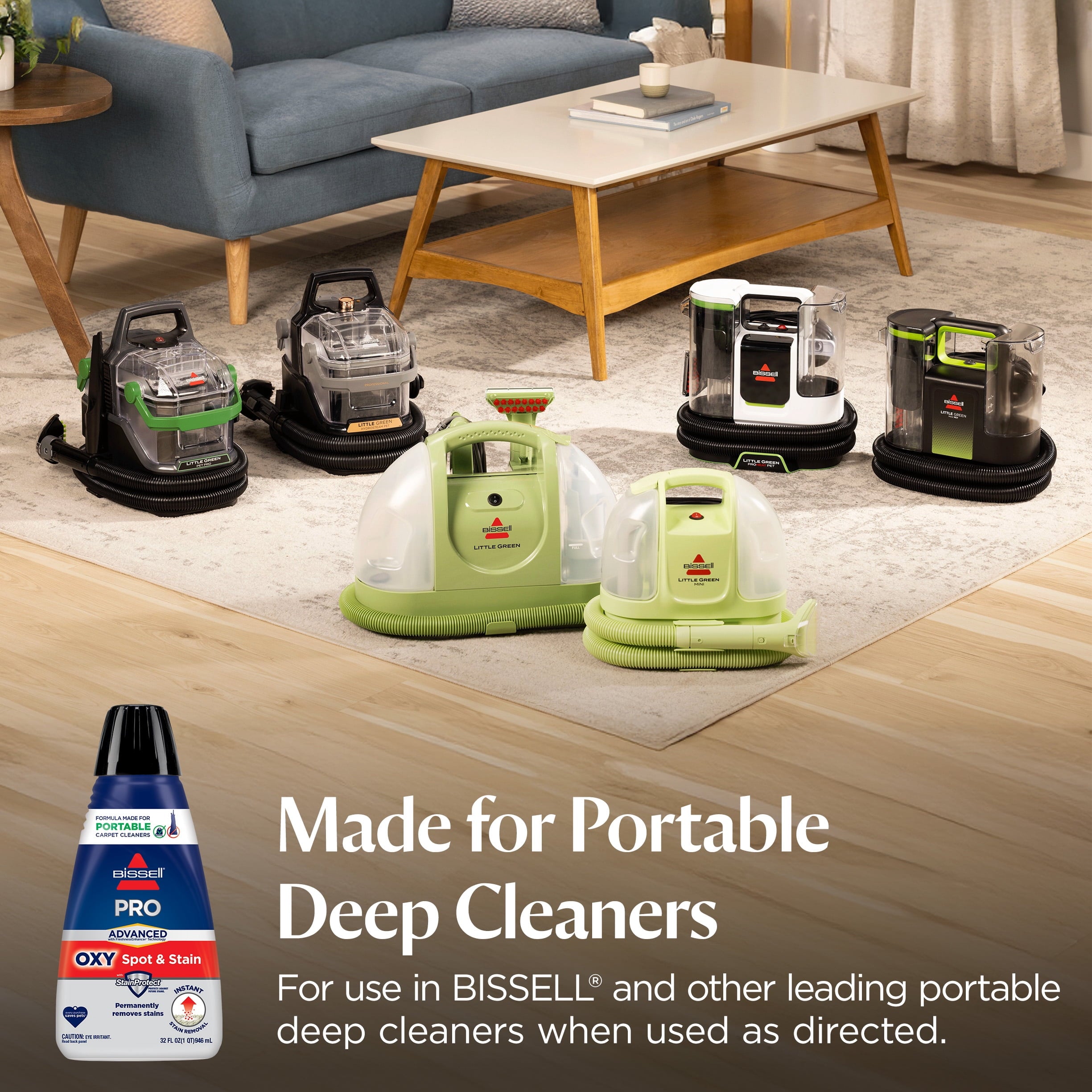 BISSELL Advanced Pro Oxy Spot and Stain Cleaner with StainProtect - Portable Deep Cleaning Formula, Fresh Scent, Removes Stains, Eliminates Odors, and Shield Carpets, 32 fl oz, 2038W