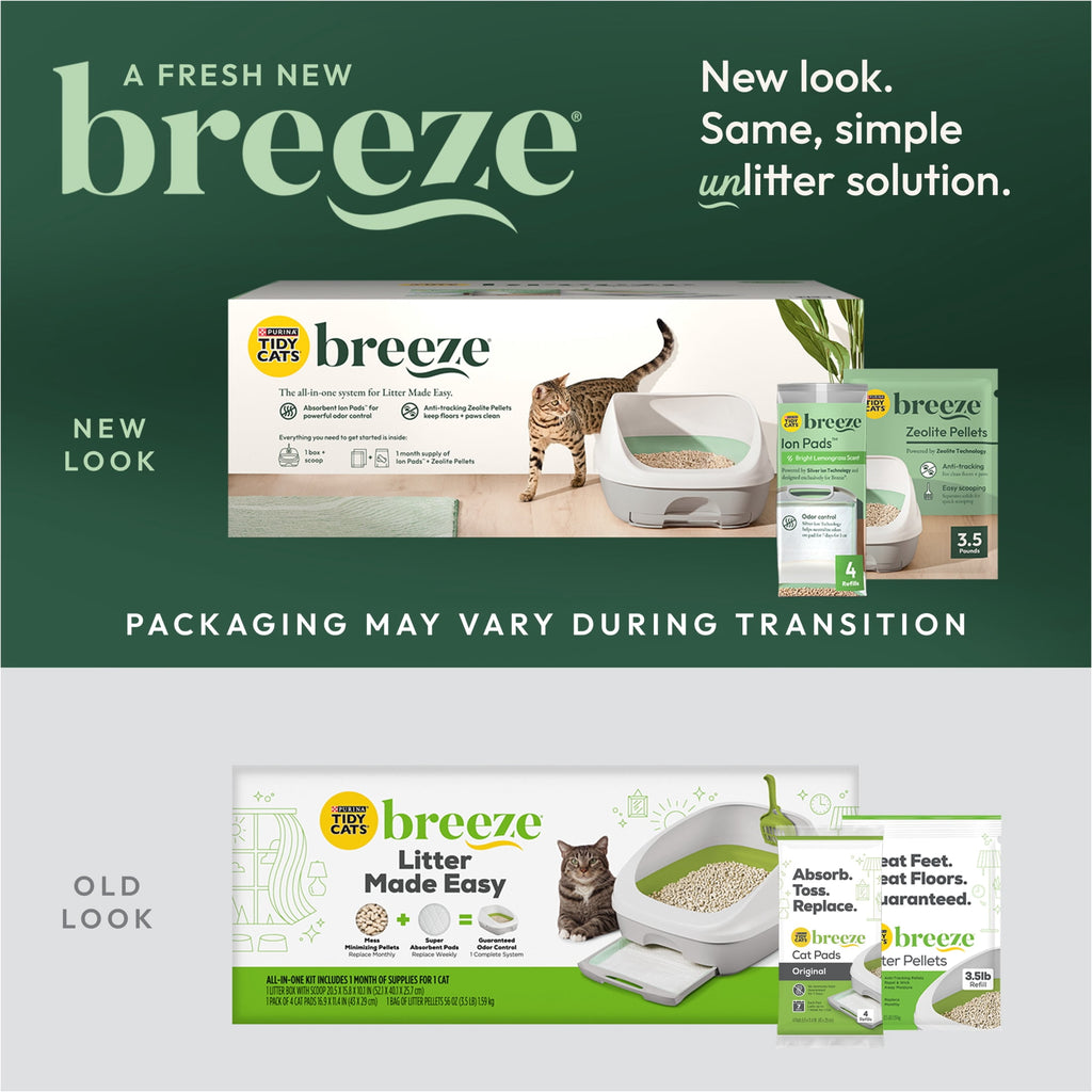 Purina Tidy Cats Breeze Cat Litter Box System Kit with Pellet Cat Litter - Litter Box, and Litter Box Pads