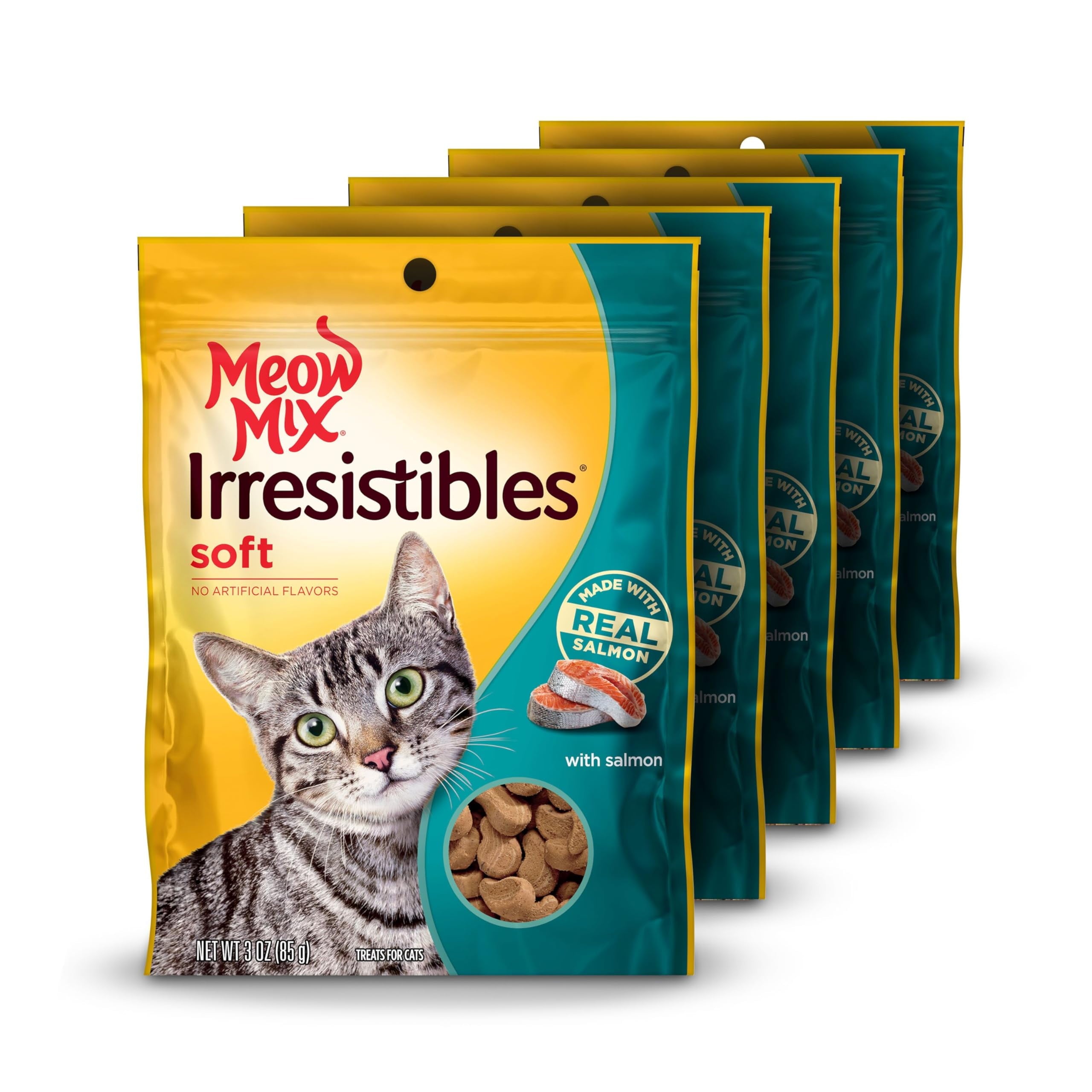 Meow Mix Irresistibles Soft TMA2 Cat Treats - Salmon, 3 Ounce (Pack of 5) - 6-Pack