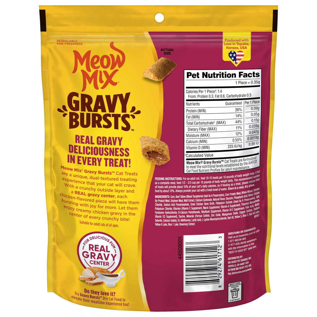 Meow Mix Gravy Bursts Chicken Flavored Cat Treats - 10 oz Bag