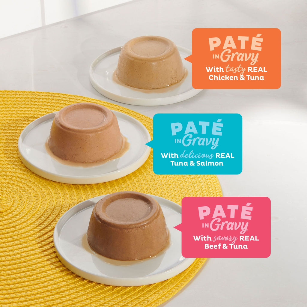 Meow Mix Pate in Gravy Surf n’ Turf Pates Variety pack - Wet Cat Food, 2.75 oz Cup, 12 pack - 4-Pack
