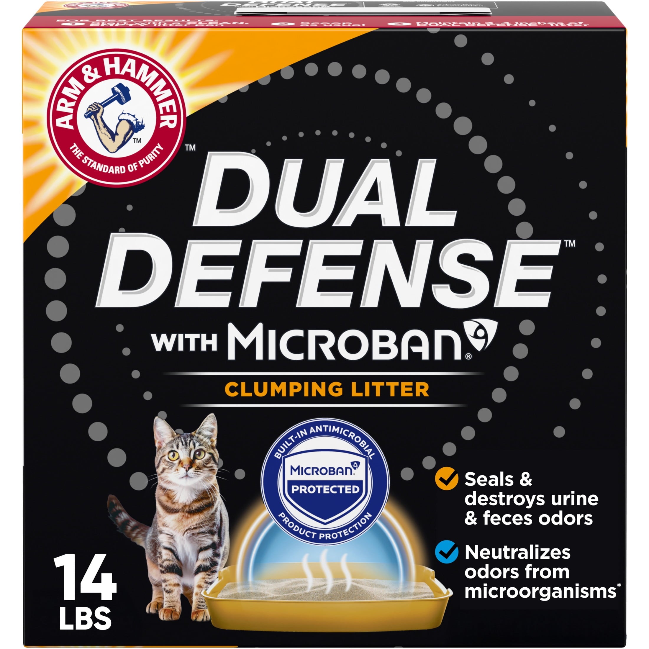 ARM & HAMMER Dual Defense with Microban Clumping Cat Litter for Multi-Cat Households - 14 lbs