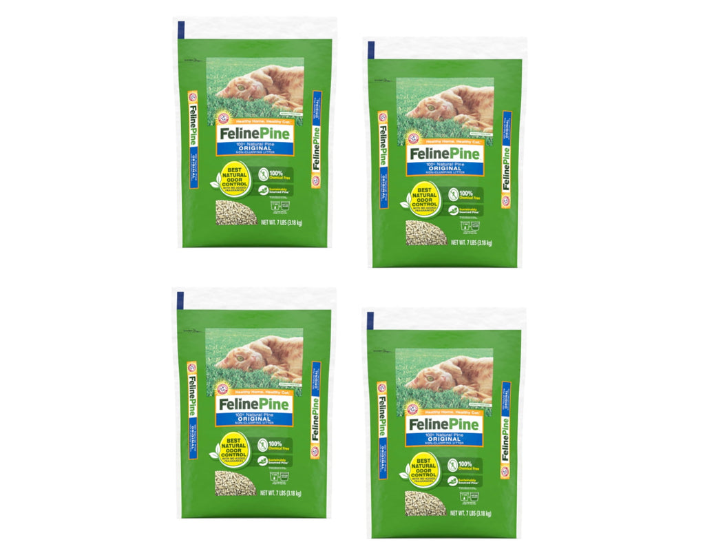 Arm & Hammer Feline Pine 100% Natural Original Non-Clumping Cat Litter - 7 Lbs. - Pack of 4