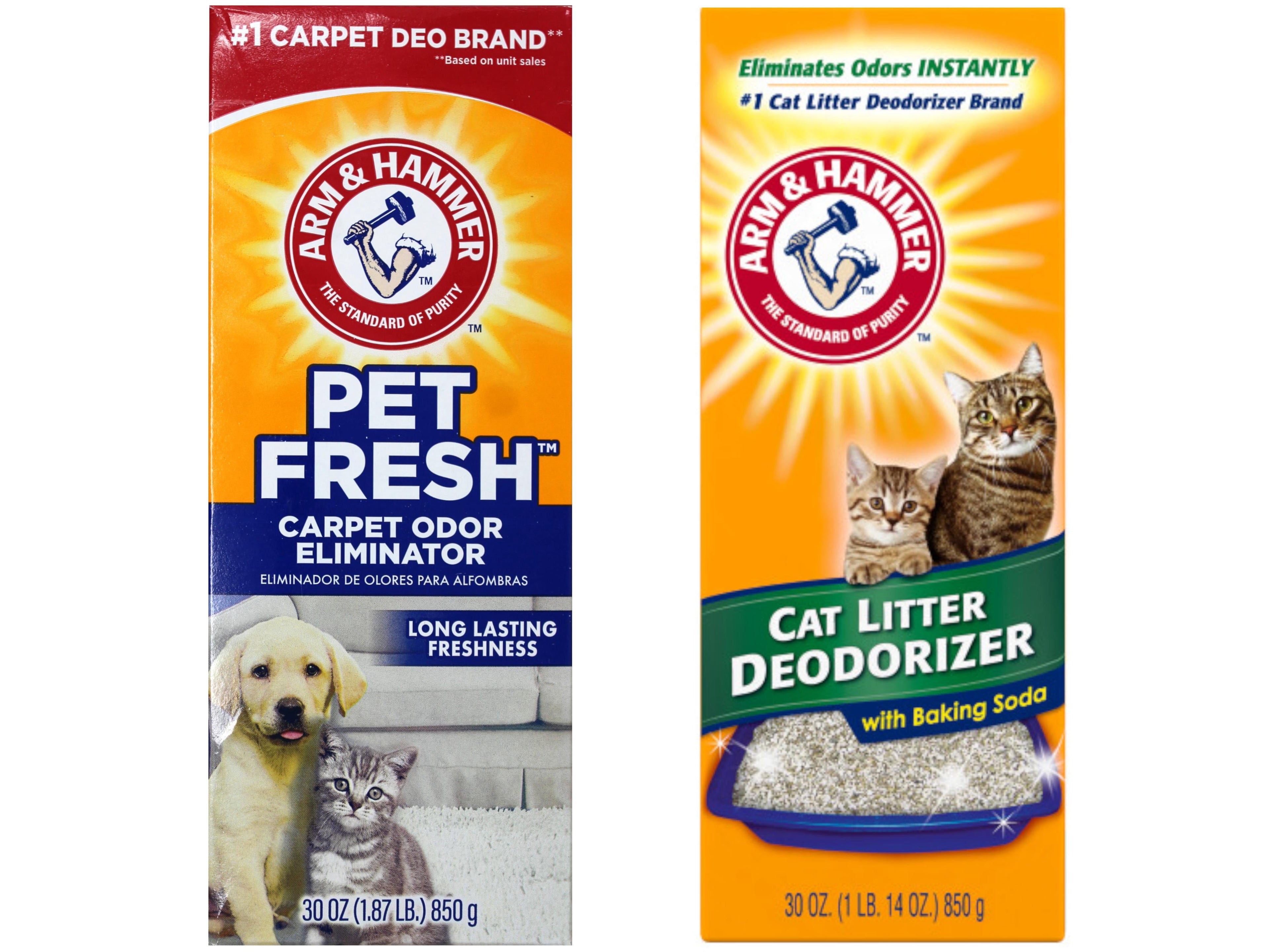 Arm & Hammer Pet Odor Control kit - Pet Fresh Carpet Odor Eliminator Long Lasting Freshness + Cat Litter Deodorizer with Baking Soda, 30 oz Each