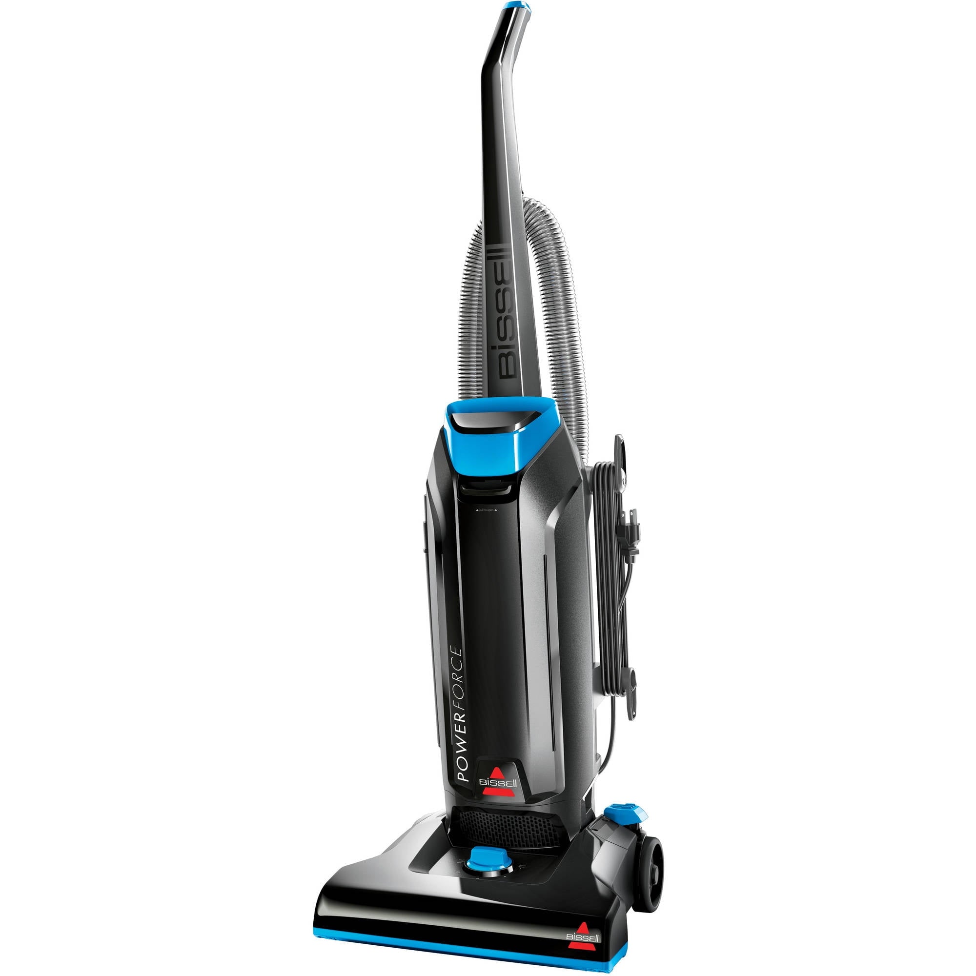 BISSELL PowerForce Bagged - Upright Vacuum, Powerful Suction, Allergen Filtration Bags, Flexible Reach, 1739, Black & Blue