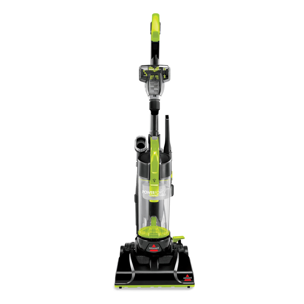 BISSELL PowerForce Compact Turbo - Bagless, Upright Vacuum, Powerful Suction, East Empty Dirt Tank, Lightweight, High Reach Wand, 2690, Green & Black