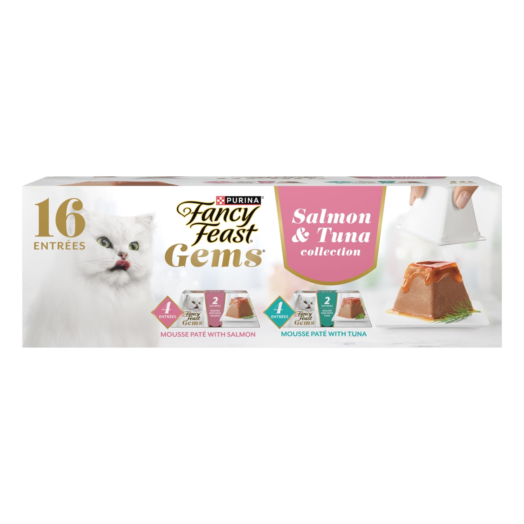 Purina Fancy Feast Gems Salmon & Tuna Flavor Mousse Pate Wet Cat Food Variety Pack - 2 oz Tubs (16 Pack)