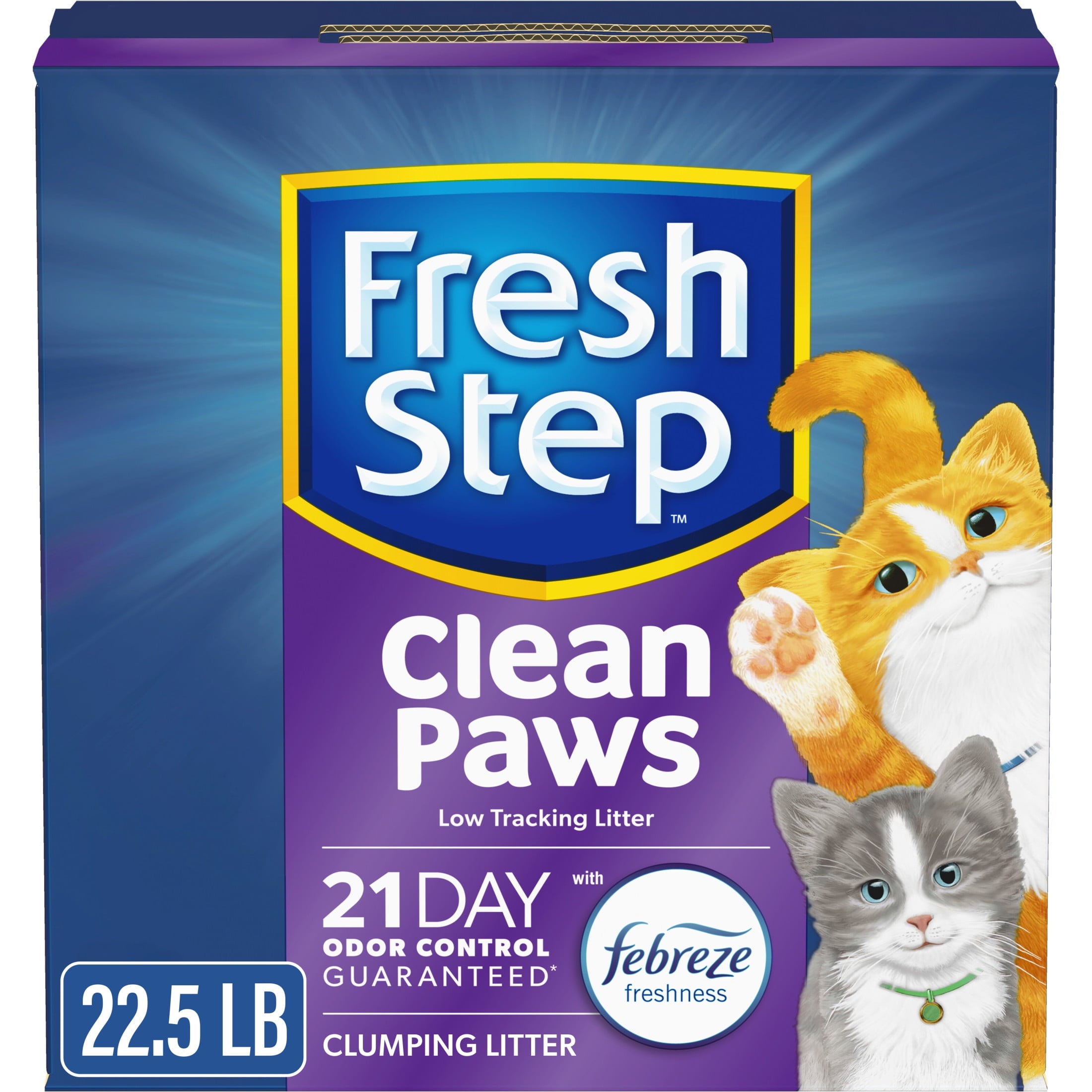 Fresh Step Clean Paws Multi-Cat Scented Clumping Litter with the Power of Febreze - 22.5 lbs