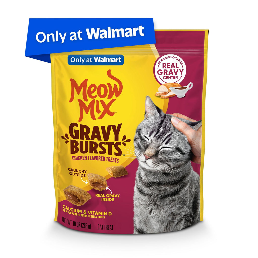 Meow Mix Gravy Bursts Chicken Flavored Cat Treats - 10 oz Bag