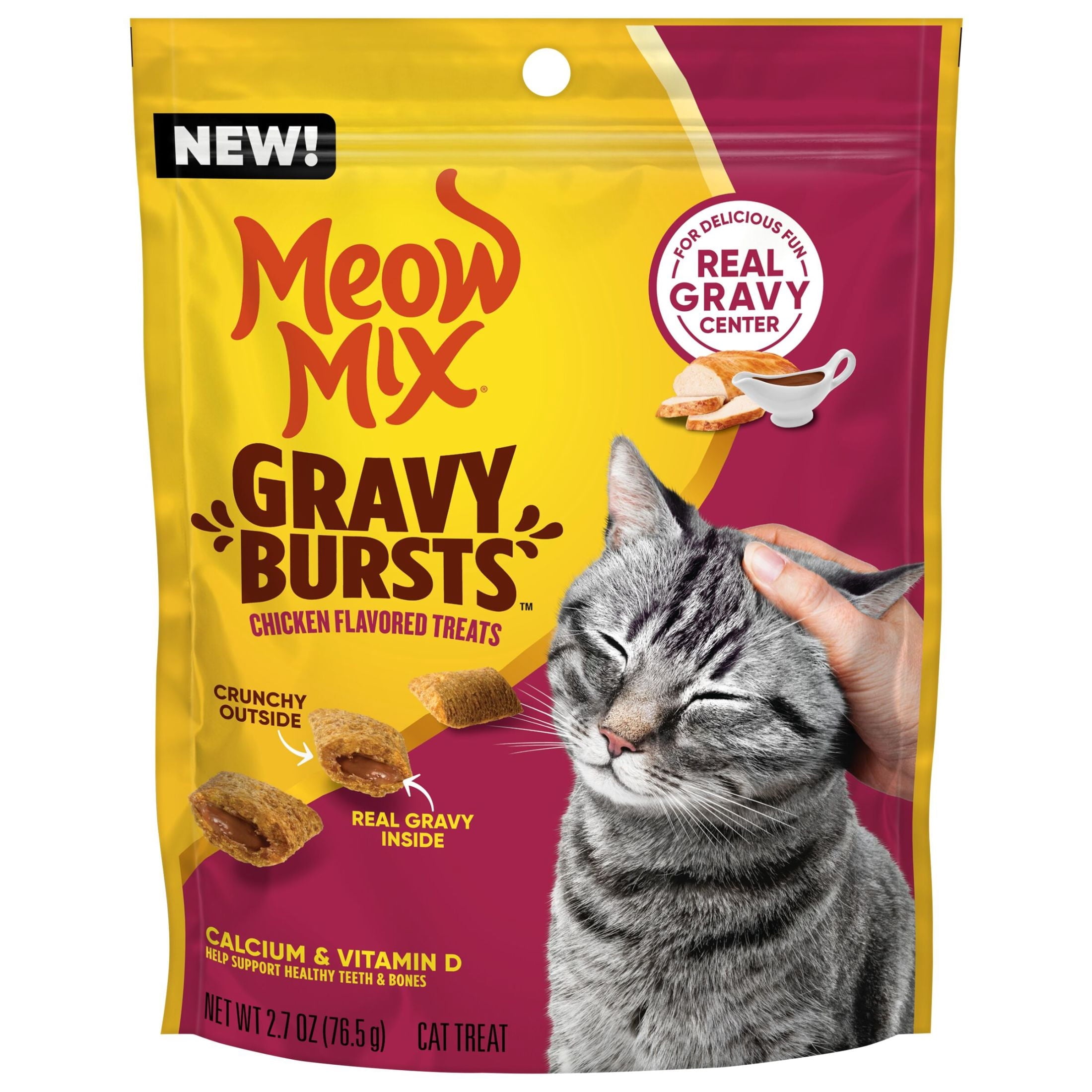 Meow Mix Gravy Bursts Chicken Flavored Cat Treats - 2.7 Ounce Bag