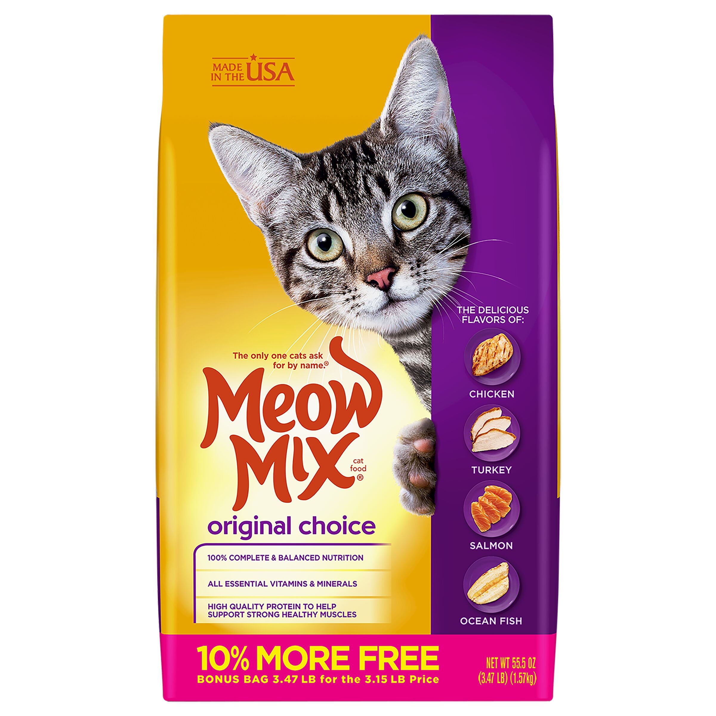 Meow Mix Original Choice Dry Cat Food 3.47-Pound Bonus Bag