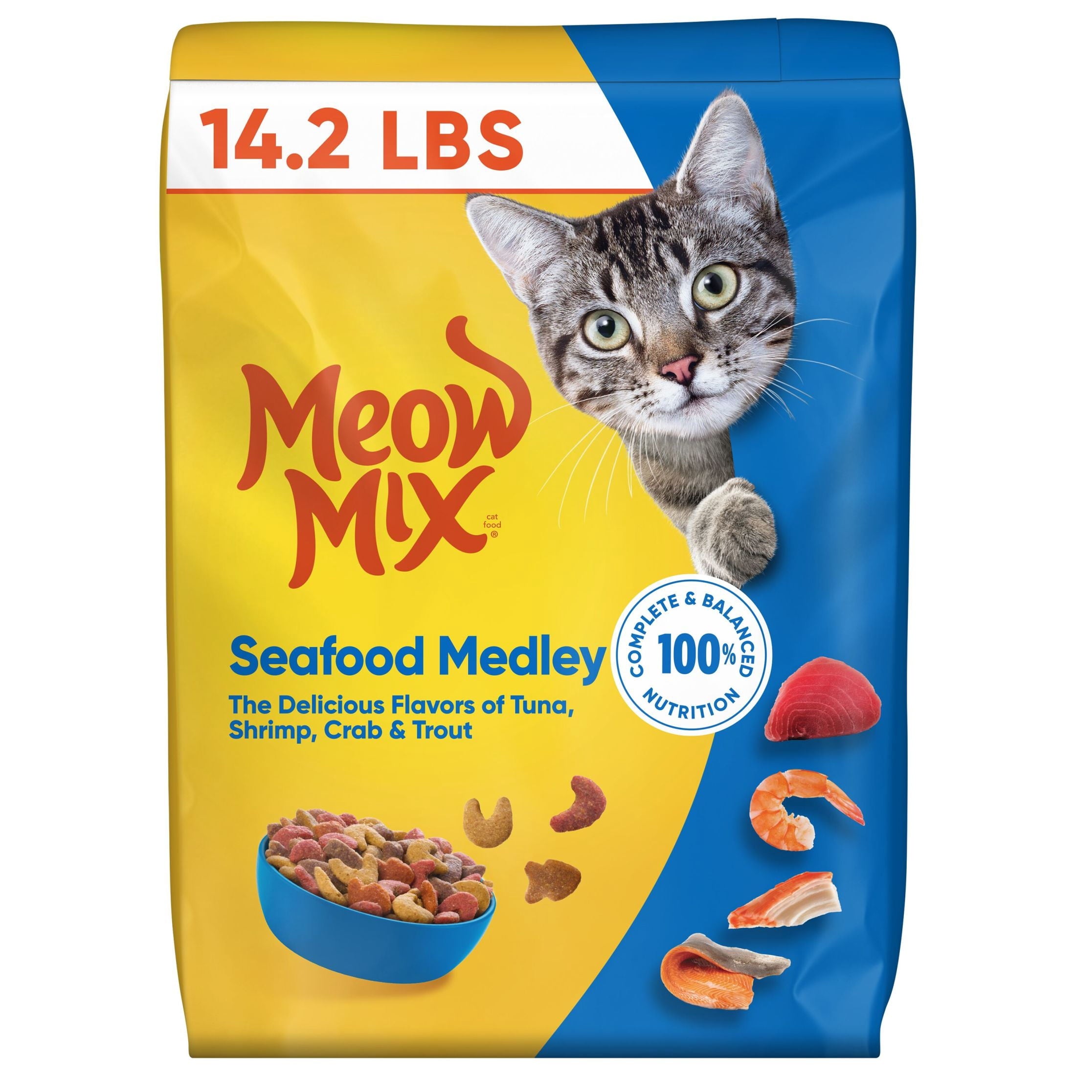 Meow Mix Seafood Medley Dry Cat Food - 14.2 lb. Bag