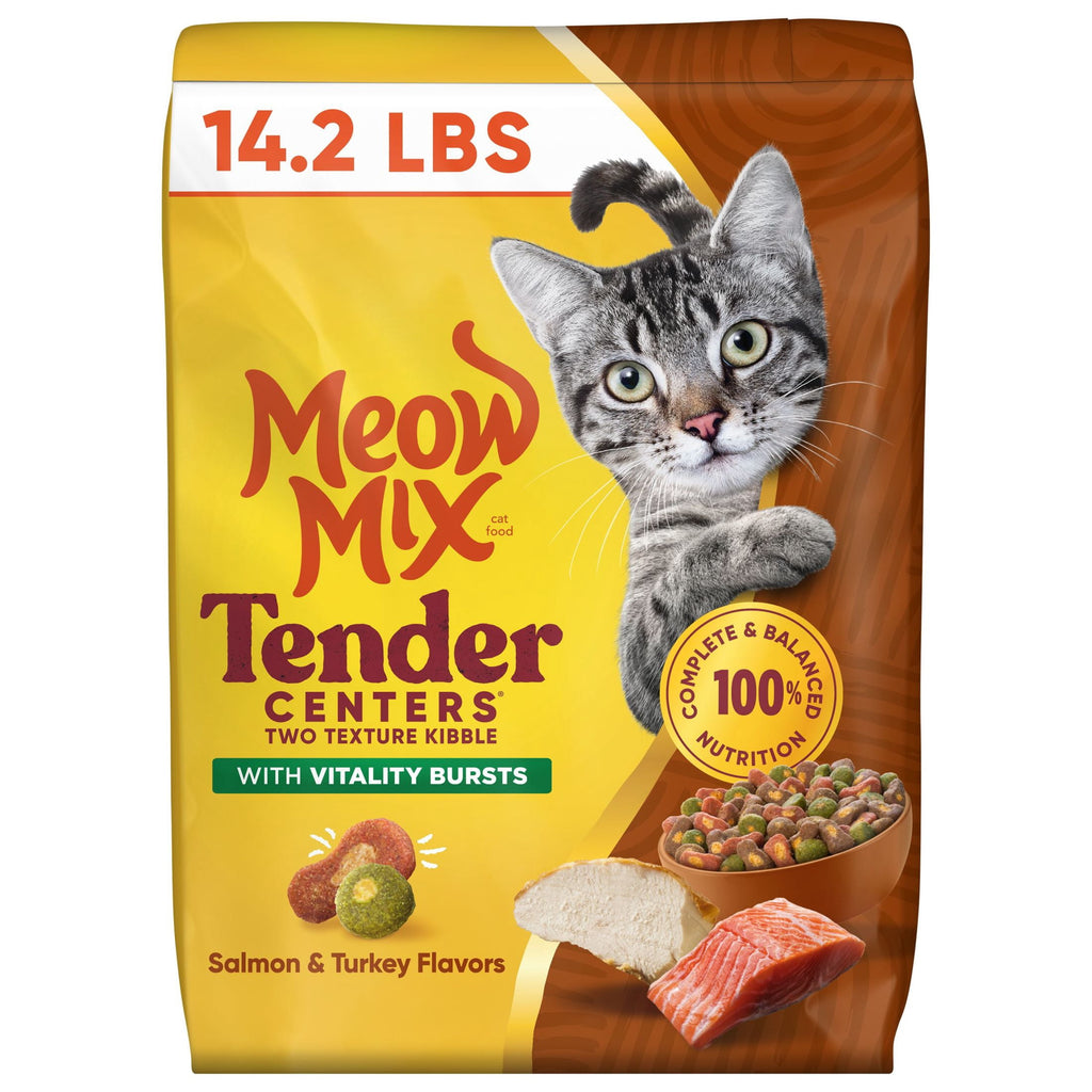 Meow Mix Tender Centers Vitality Bursts - Salmon & Turkey Flavor, Dry Cat Food, 14.2 lb. Bag