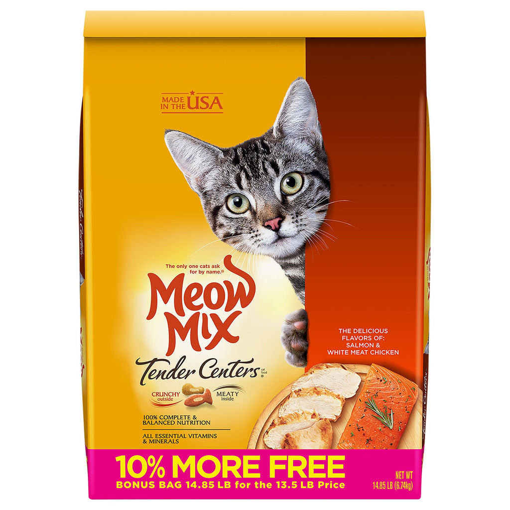 Meow Mix Tender Centers Dry Cat Food Salmon & White Meat Chicken Flavors 14.85-Pound
