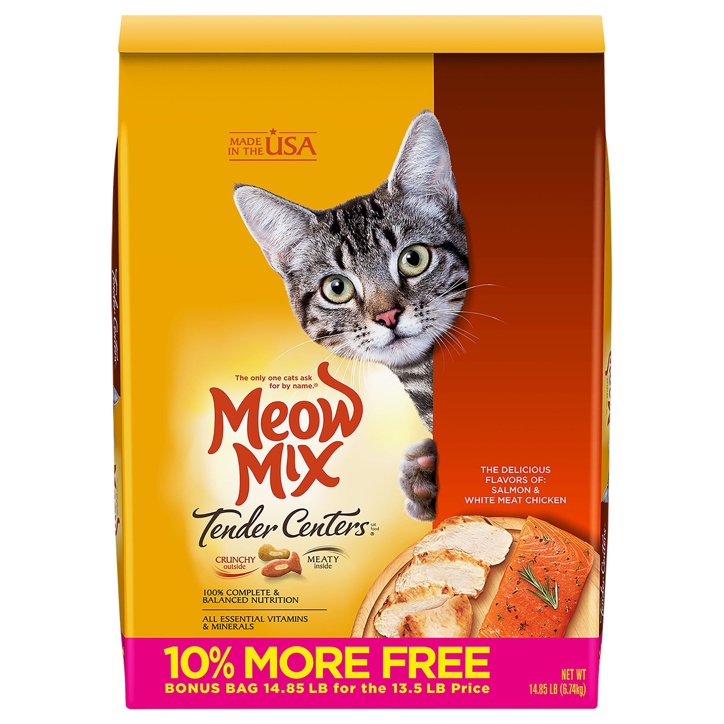 Meow Mix Tender Centers Dry Cat Food Salmon & White Meat Chicken Flavors 14.85-Pound