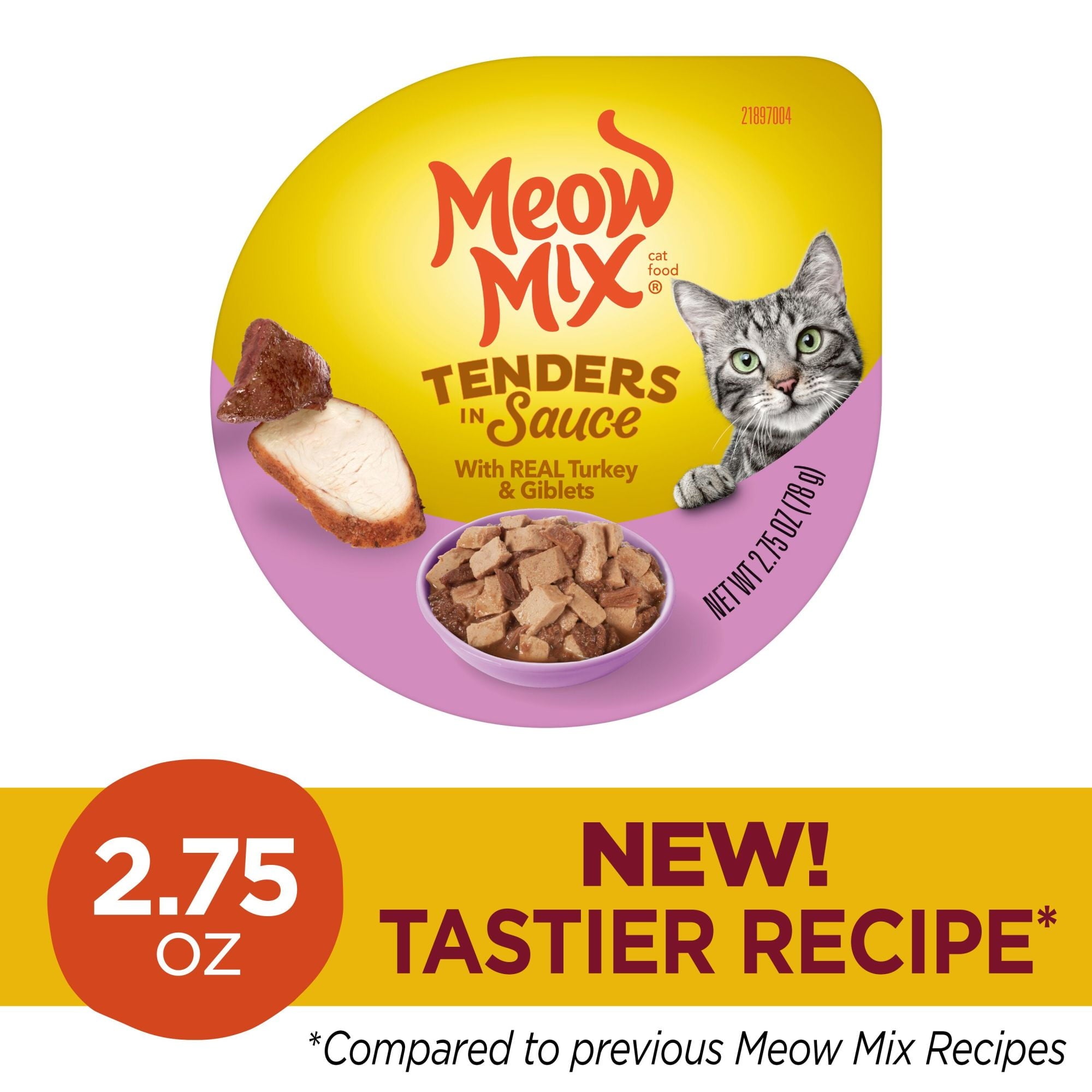 Meow Mix Tenders in Sauce Wet Cat Food with Real Turkey & Giblets - 2.75 oz. Cups, 12 Pack (Packaging And Formulation Updates Underway)