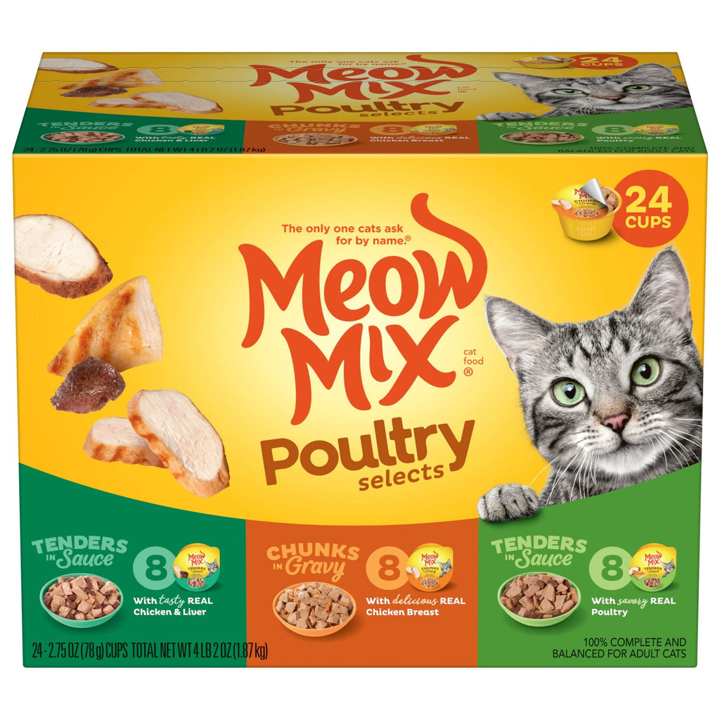 Meow Mix Poultry Selections Variety Pack - Wet Cat Food, 2.75 oz Cup (24 Pack)