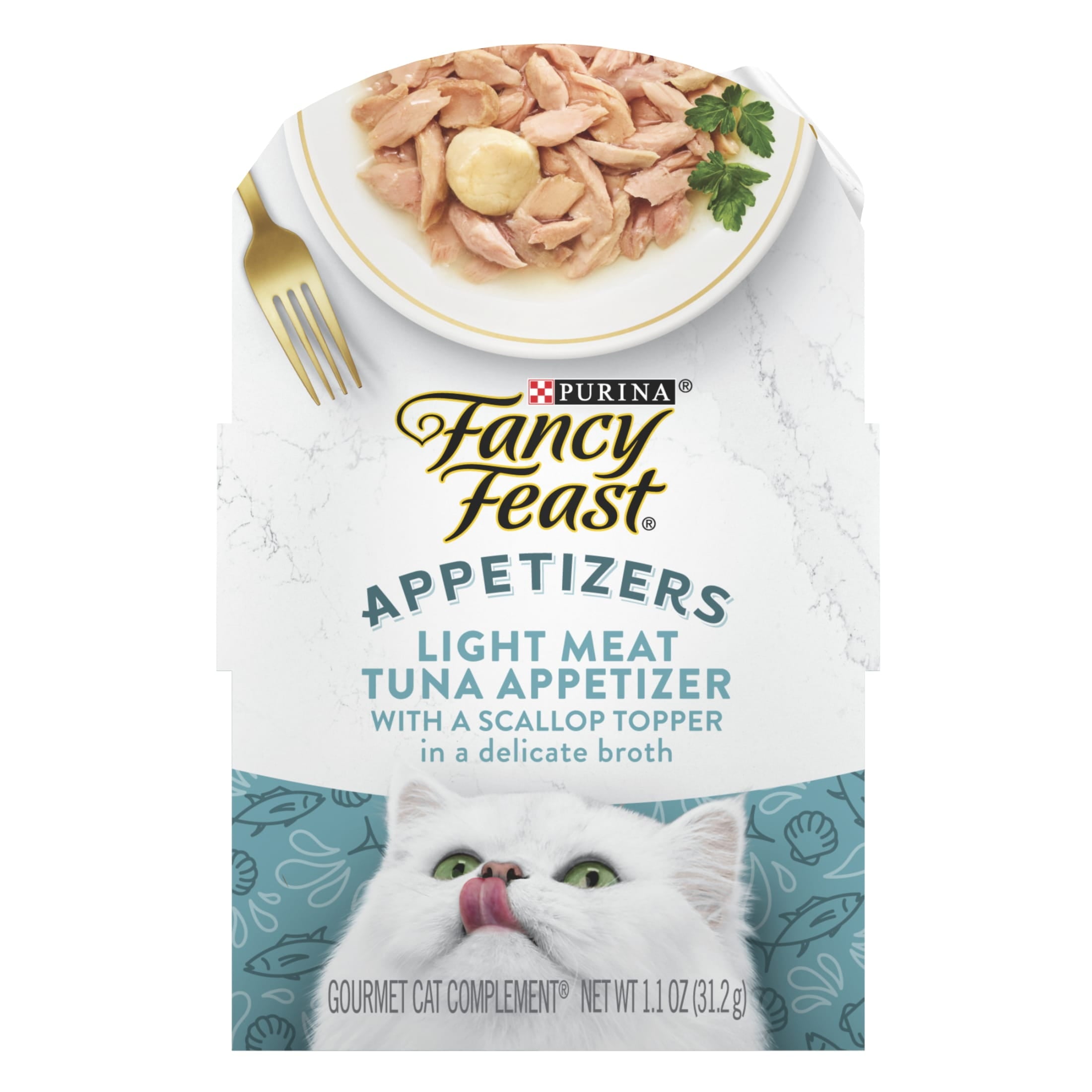 Purina Fancy Feast Appetizers Wet Cat Food - Tuna & Scallop in Broth, 1.1 oz Tray