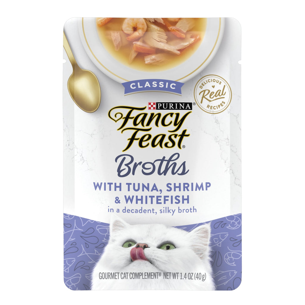 Purina Fancy Feast Classic Tuna - Shrimp, & Whitefish Broth for Cats, 1.4 oz Pouch