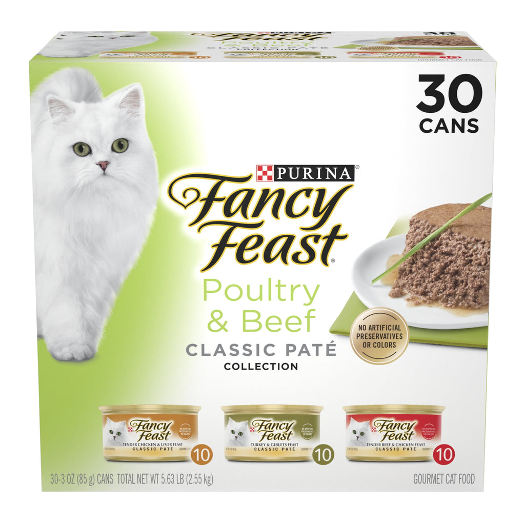 Purina Fancy Feast Classic Pate Food - Wet Cat Food, Poultry & Beef, 3 oz Cans