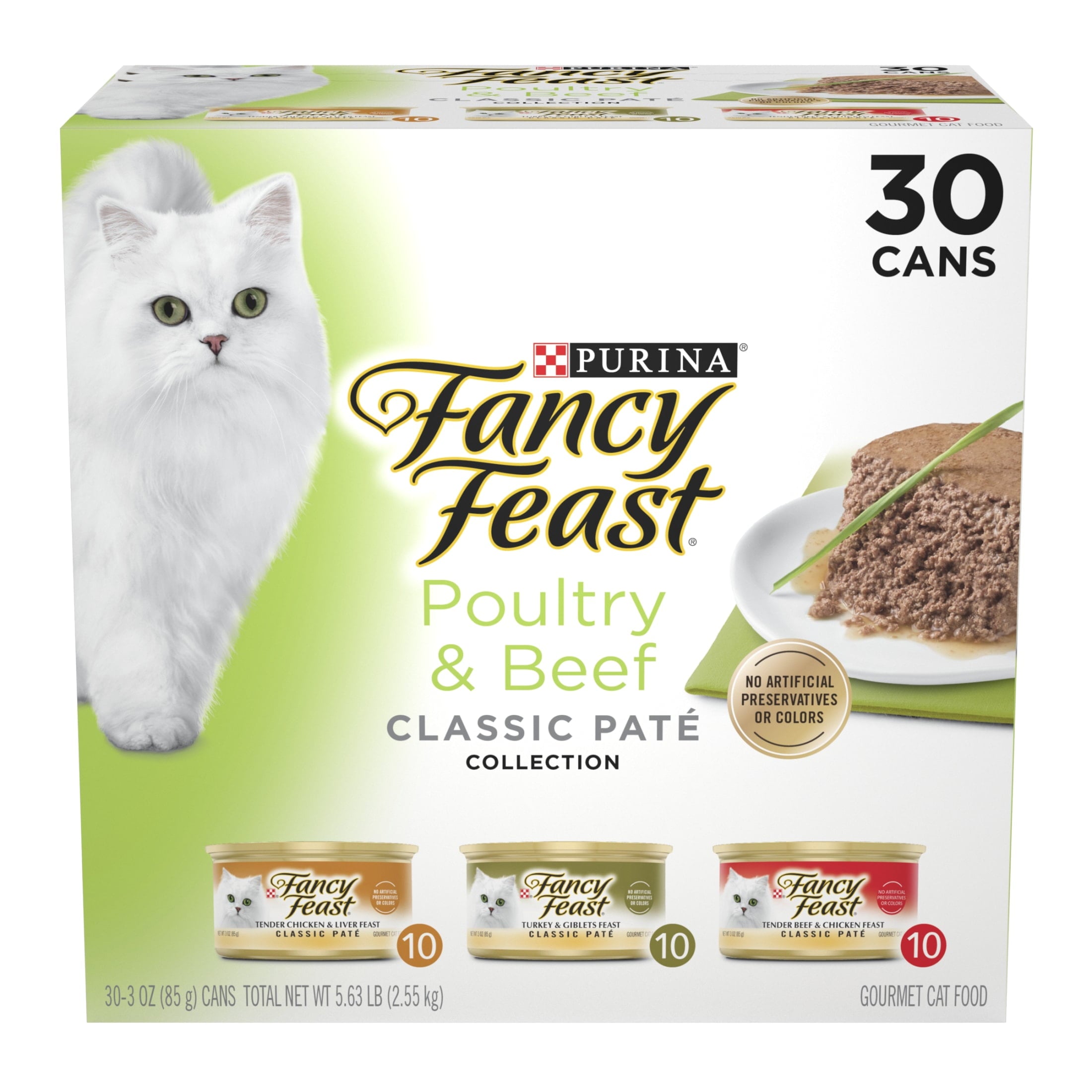 Purina Fancy Feast Classic Pate Food - Wet Cat Food, Poultry & Beef, 3 oz Cans