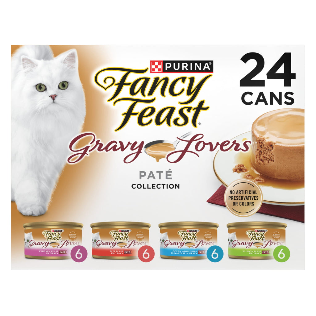 Purina Fancy Feast Gravy Lovers Pate Collection Wet Cat Food Variety Pack - 3 oz Cans (24 Pack)