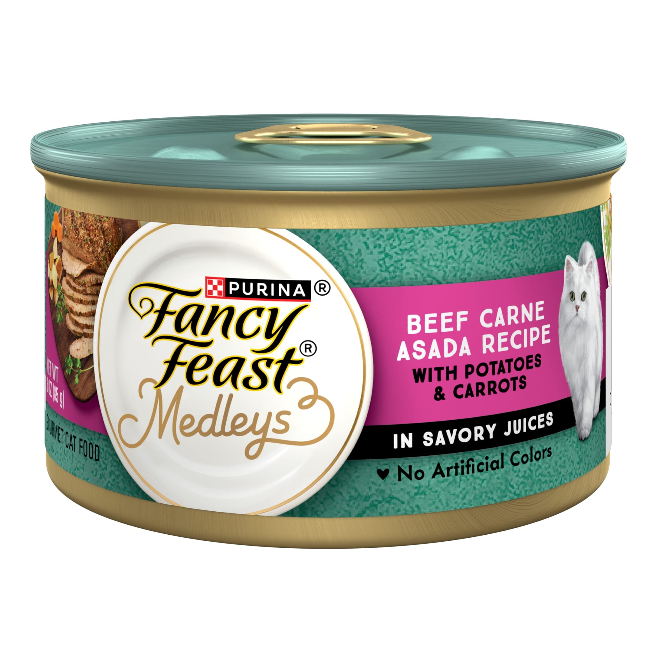 Purina Fancy Feast Medleys Wet Cat Food Beef Carne Asada Recipe with Potatoes and Carrots in Savory Juices - 3 oz. Can
