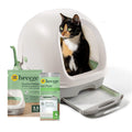 Purina Tidy Cats Breeze Covered Cat Litter Box System Kit with Pellet Cat Litter - Hooded Litter Box, and Litter Box Pads