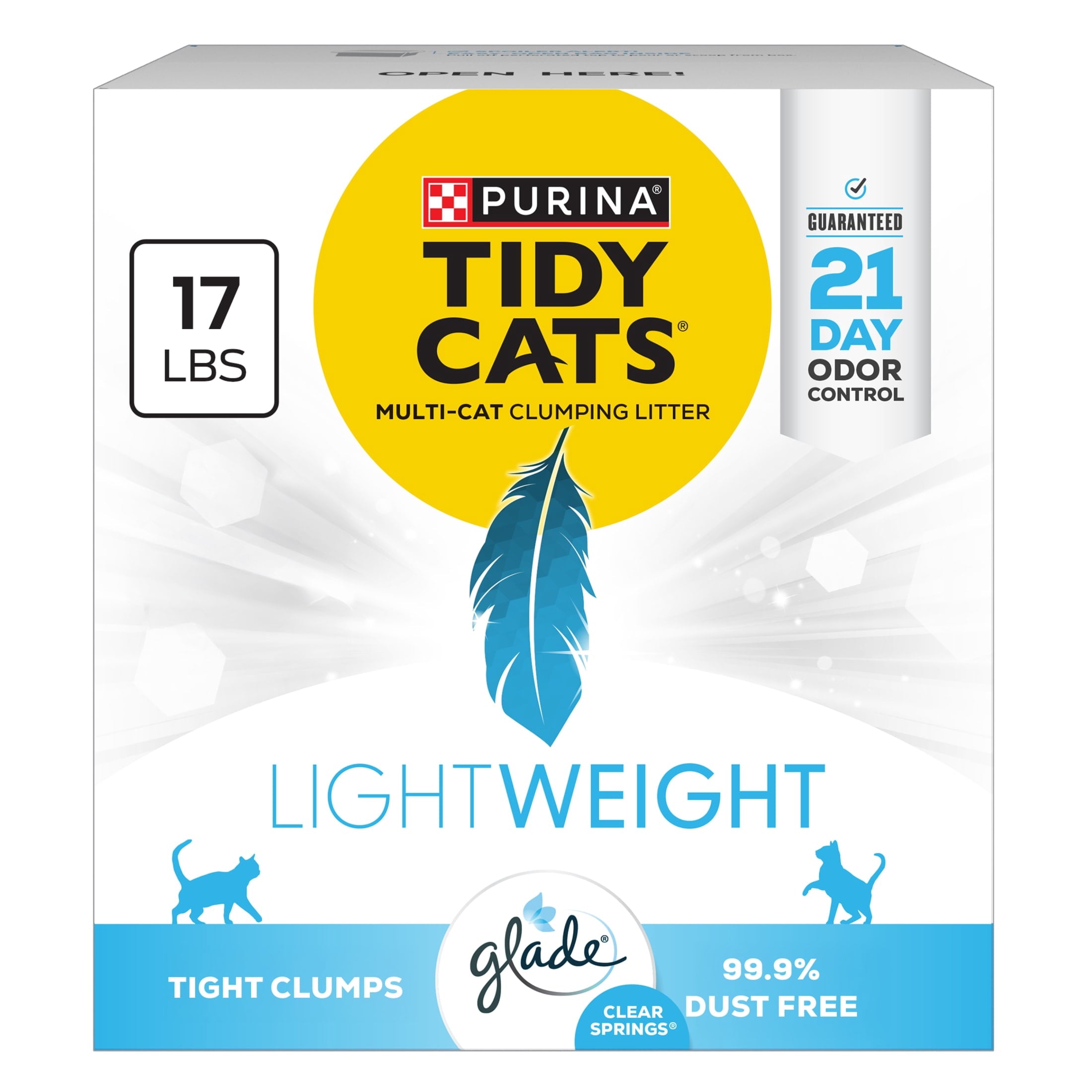 Purina Tidy Cats LightWeight Clumping Cat Litter - Glade Clear Springs Scent, 17 lb Box