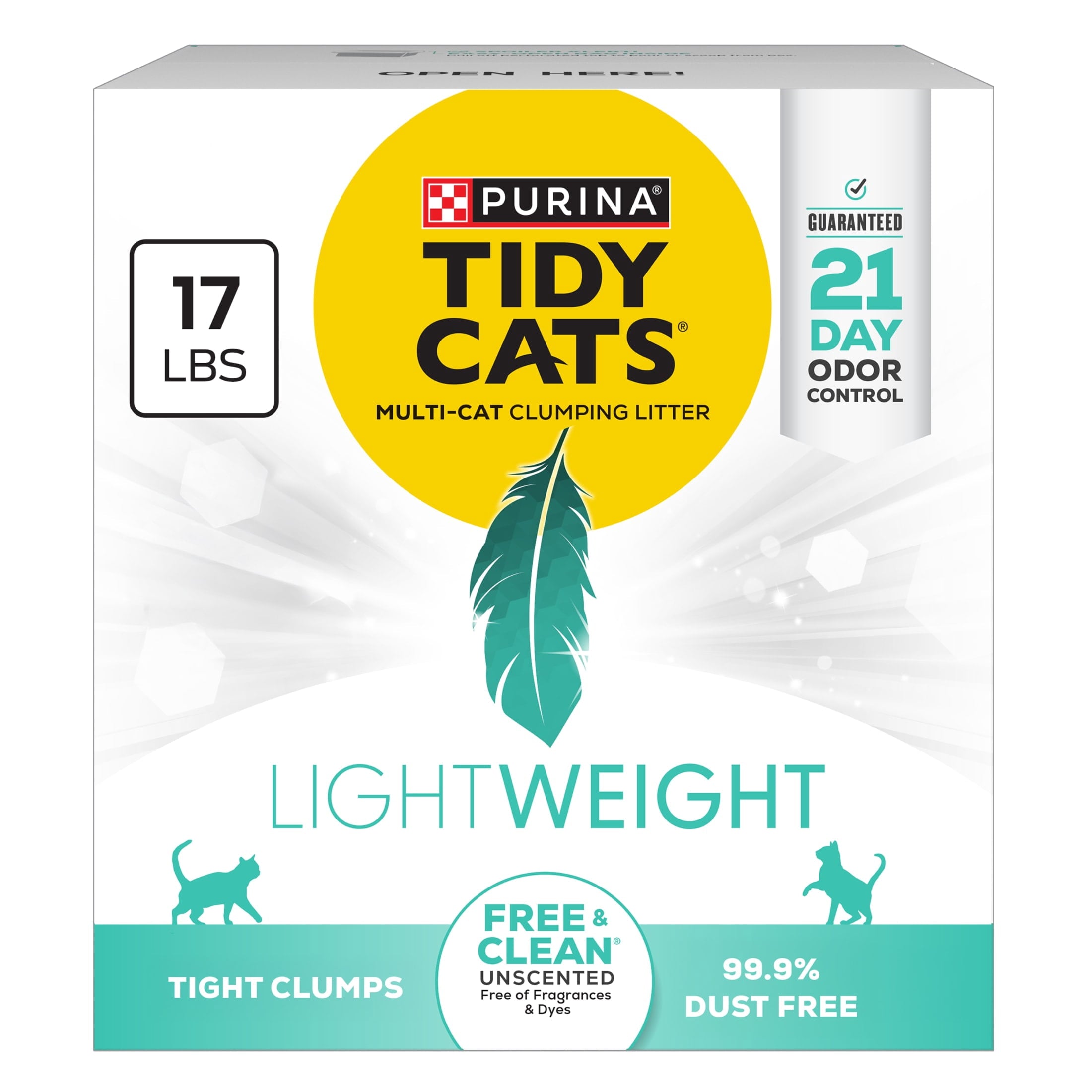 Purina Tidy Cats Free and Clean LightWeight Cat Litter - Unscented, 17 lb Box