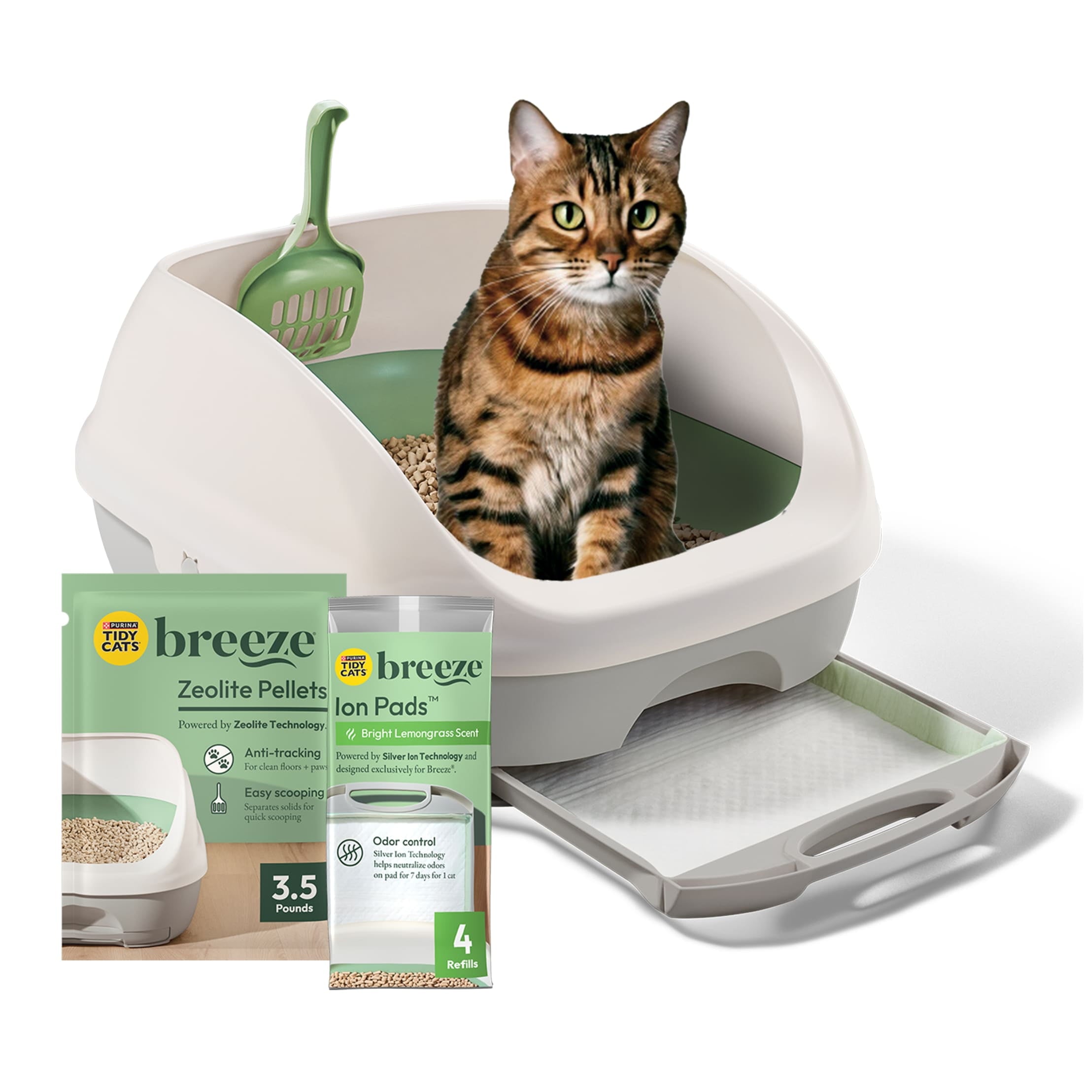Purina Tidy Cats Breeze Cat Litter Box System Kit with Pellet Cat Litter - Litter Box, and Litter Box Pads