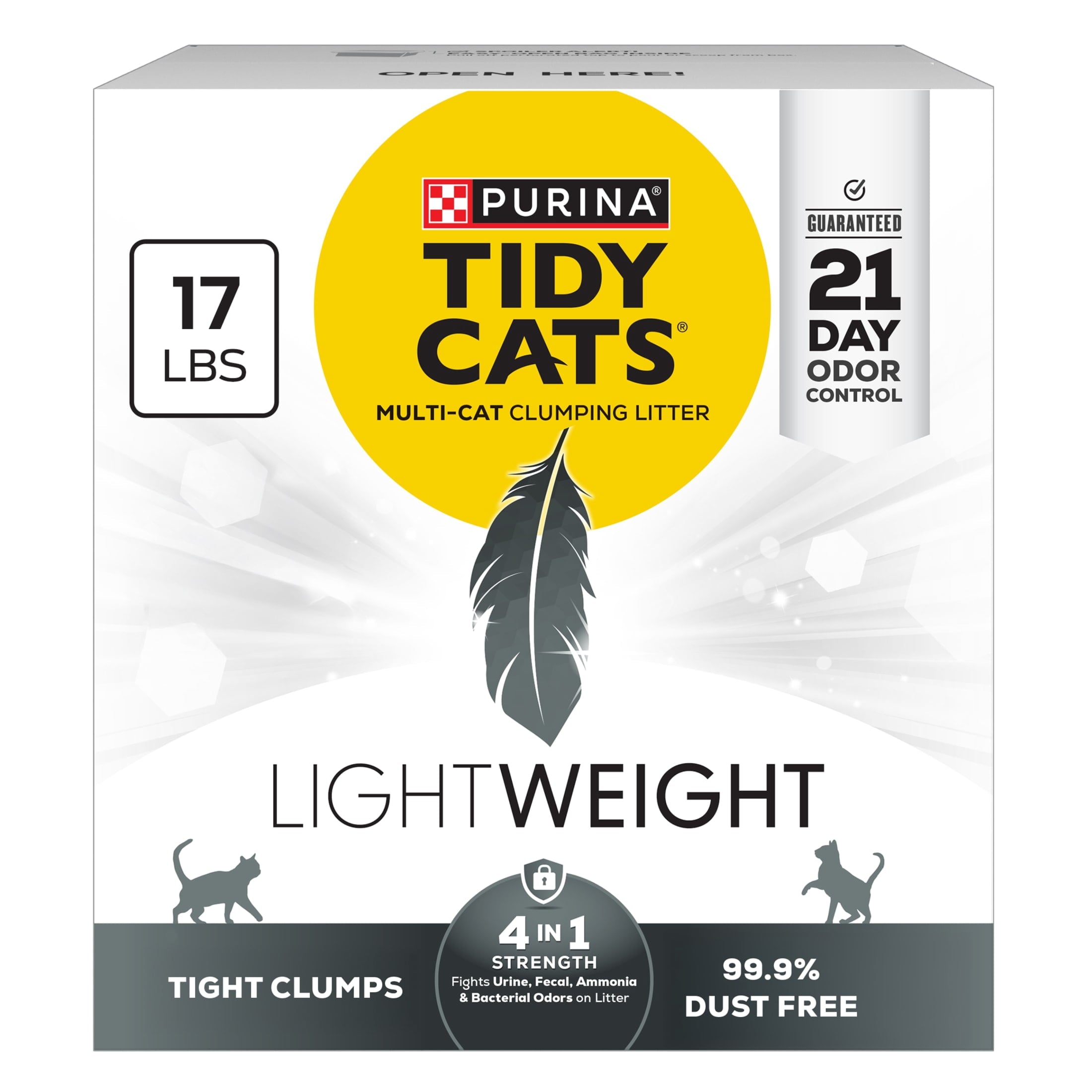 Purina Tidy Cats LightWeight 4-In-1 Strength Odor control - Multi Cat, Low Dust, Clumping Cat Litter