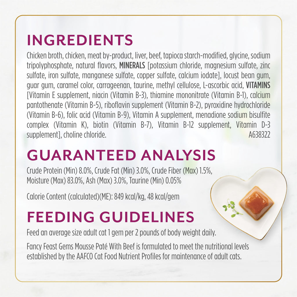 Purina Fancy Feast Gems Beef Flavor Mousse Pate Wet Cat Food - 2 oz Tubs - 4-Pack