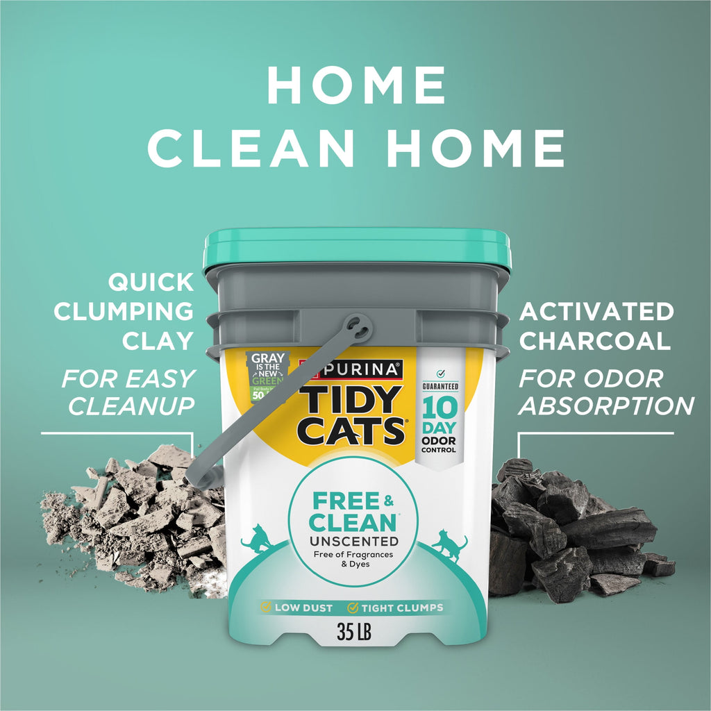 Purina Tidy Cats Free and Clean Clumping Cat Litter - Unscented, 35 lb Pail - 4-Pack