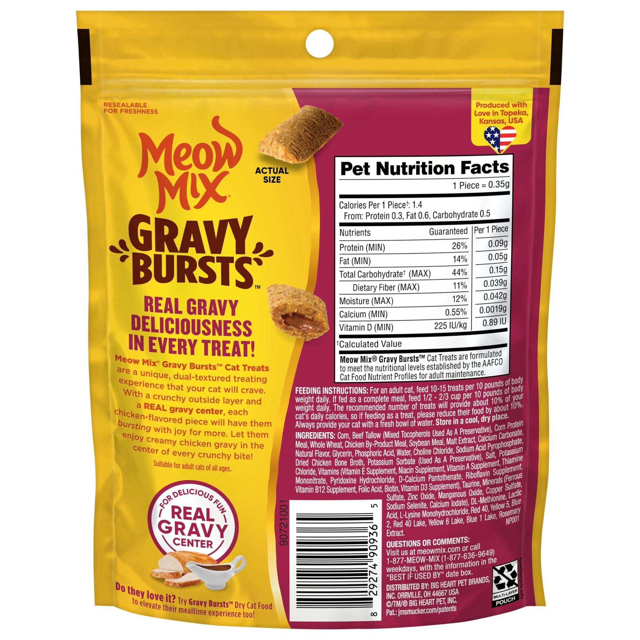 Meow Mix Gravy Bursts Chicken Flavored Cat Treats - 2.7 Ounce Bag - 5-Pack