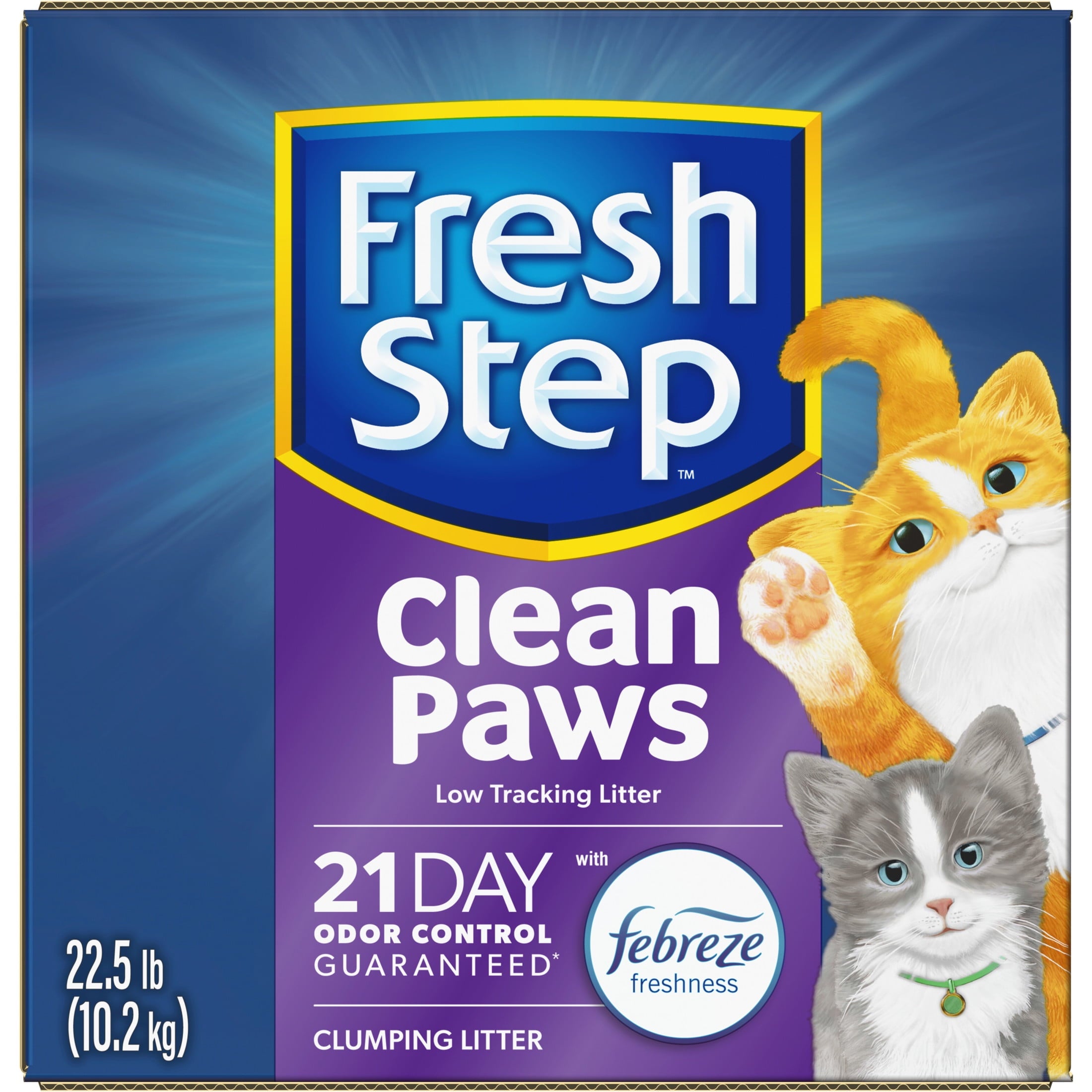 Fresh Step Clean Paws Multi-Cat Scented Clumping Litter with the Power of Febreze - 22.5 lbs
