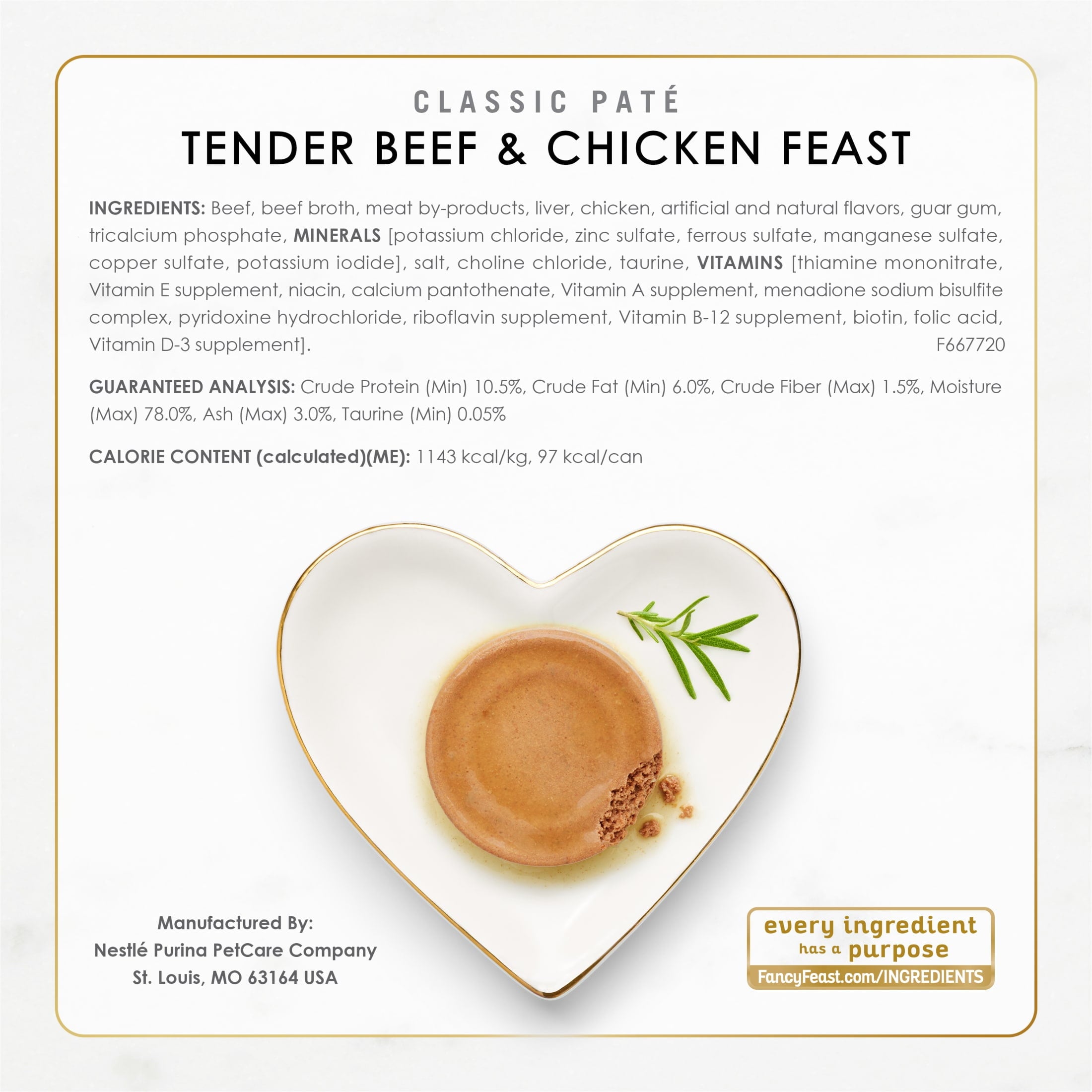 Purina Fancy Feast Classic Pate Food - Wet Cat Food, Poultry & Beef, 3 oz Cans
