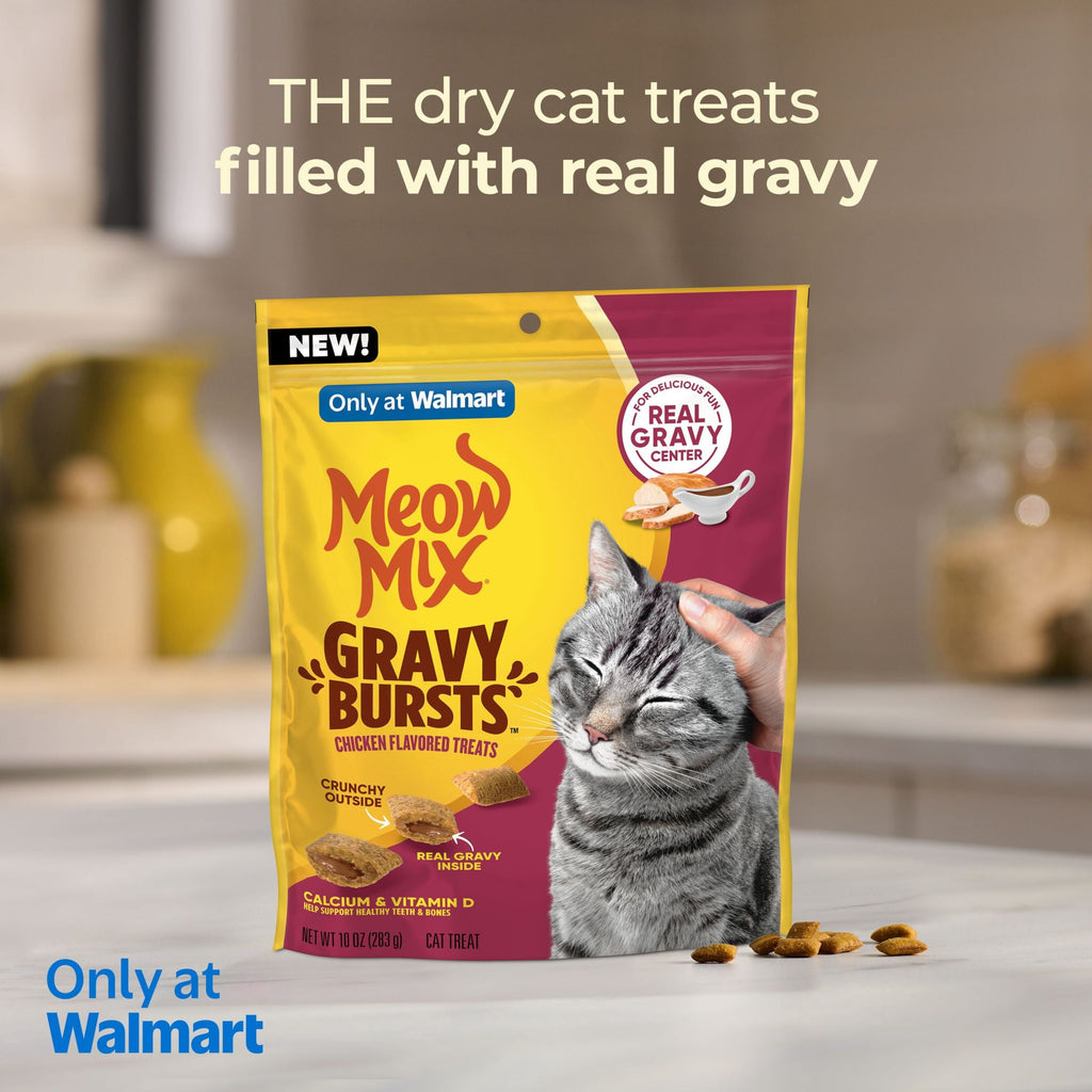 Meow Mix Gravy Bursts Chicken Flavored Cat Treats - 10 oz Bag
