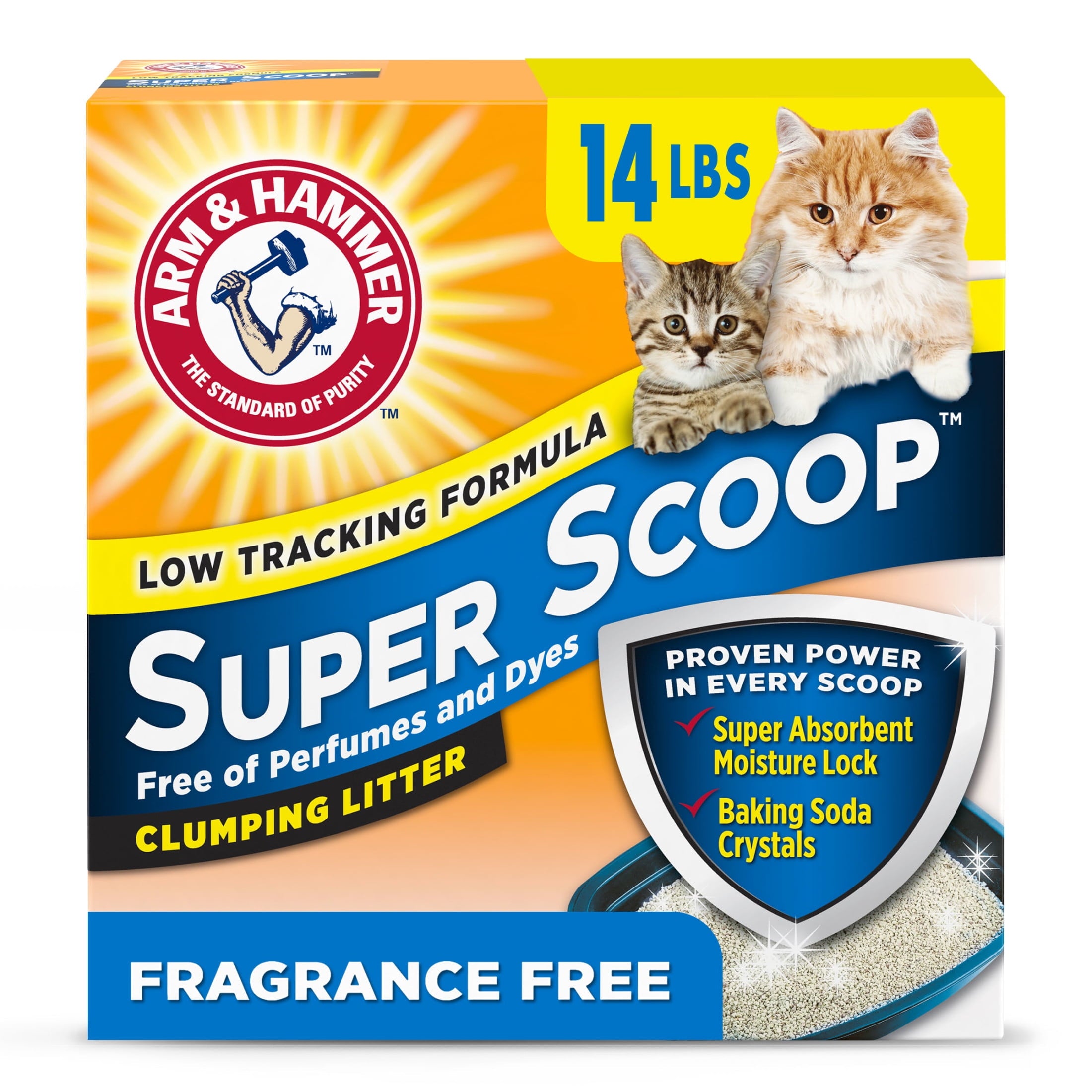 ARM & HAMMER Super Scoop Fragrance Free Clumping Clay Cat Litter - 14 lb - 3-Pack