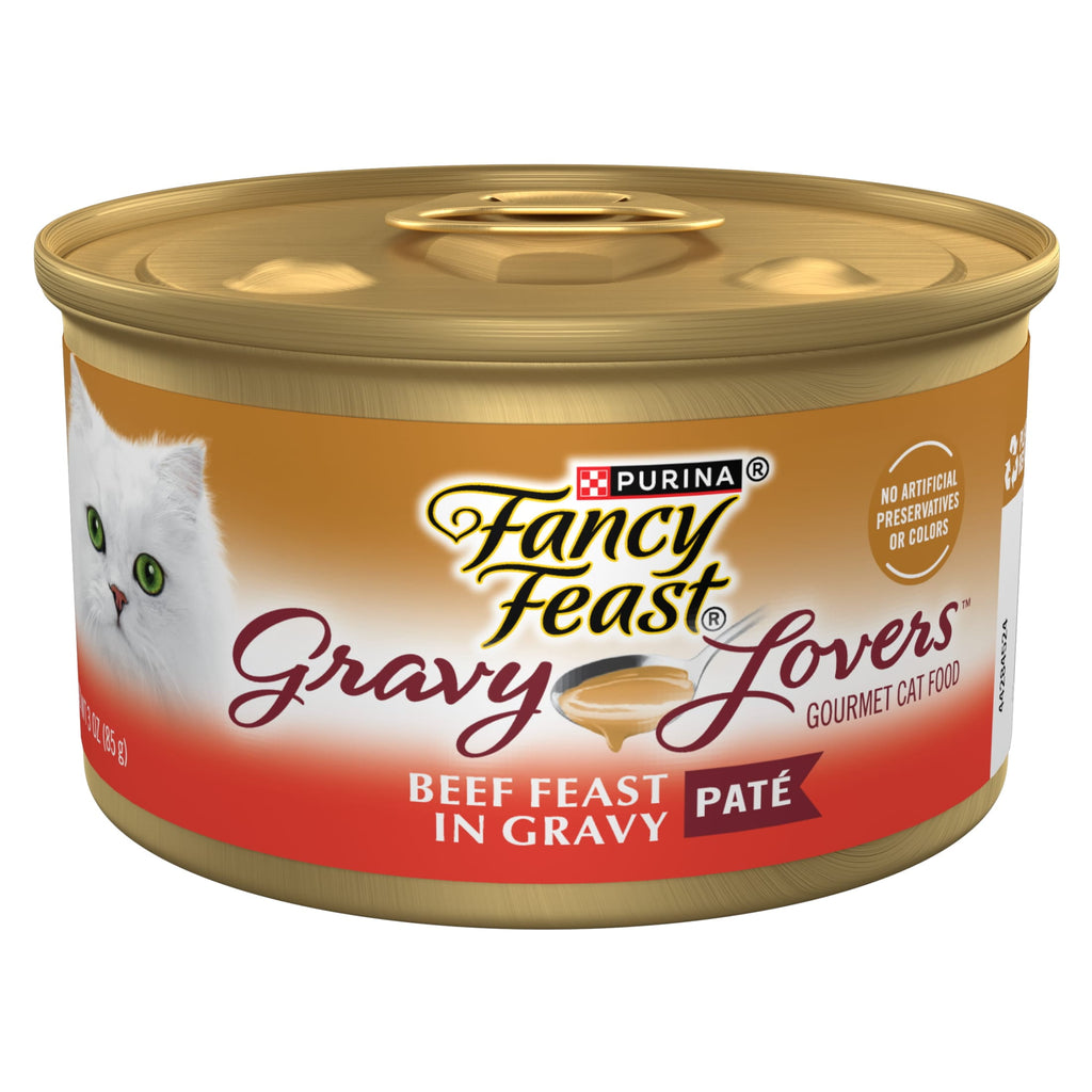 Purina Fancy Feast Gravy Lovers Pate Food - Wet Cat Food, Beef Feast in Gravy, 3 oz Can - 24-Pack