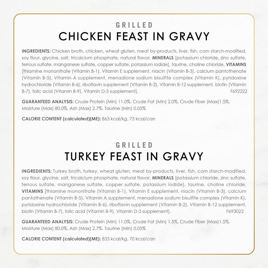 Purina Fancy Feast Poultry & Beef Grilled Collection Wet Cat Food Variety Pack - 3 oz Cans (30 Pack)