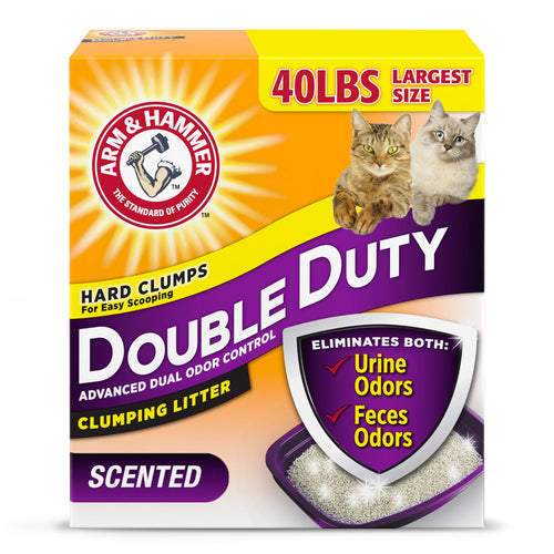 Arm & Hammer Double Duty Bundle: Advanced Odor Control Clumping Cat Litter - Scented, 40lbs + Litter Deodorizer/Pet Odor Eliminator